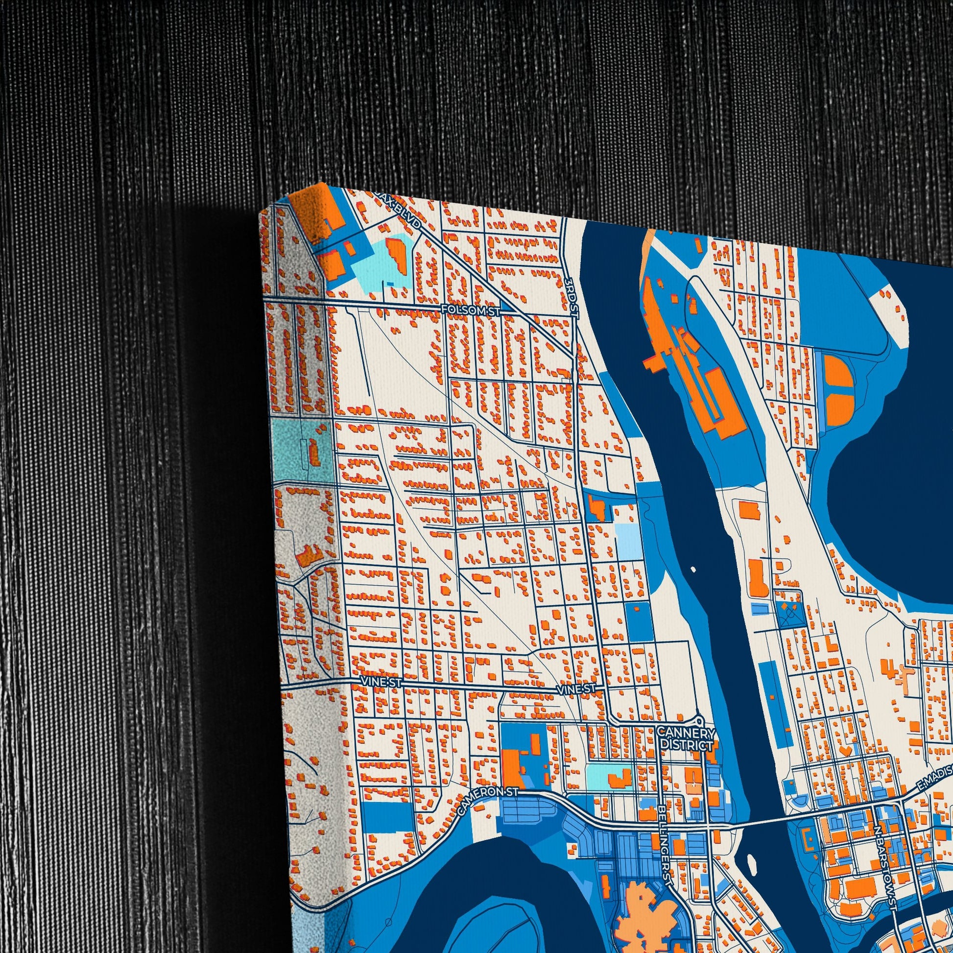 Eau Claire Wisconsin Colorful City Map Canvas Print Detail