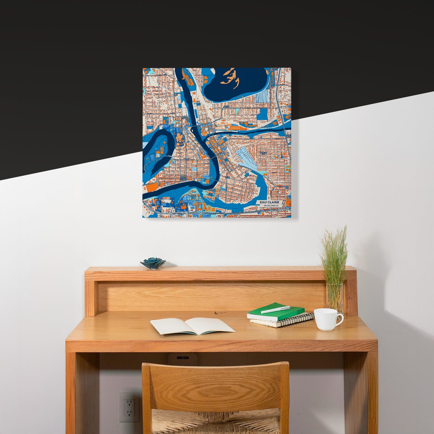 Eau Claire Wisconsin Colorful City Map Canvas Print Scene