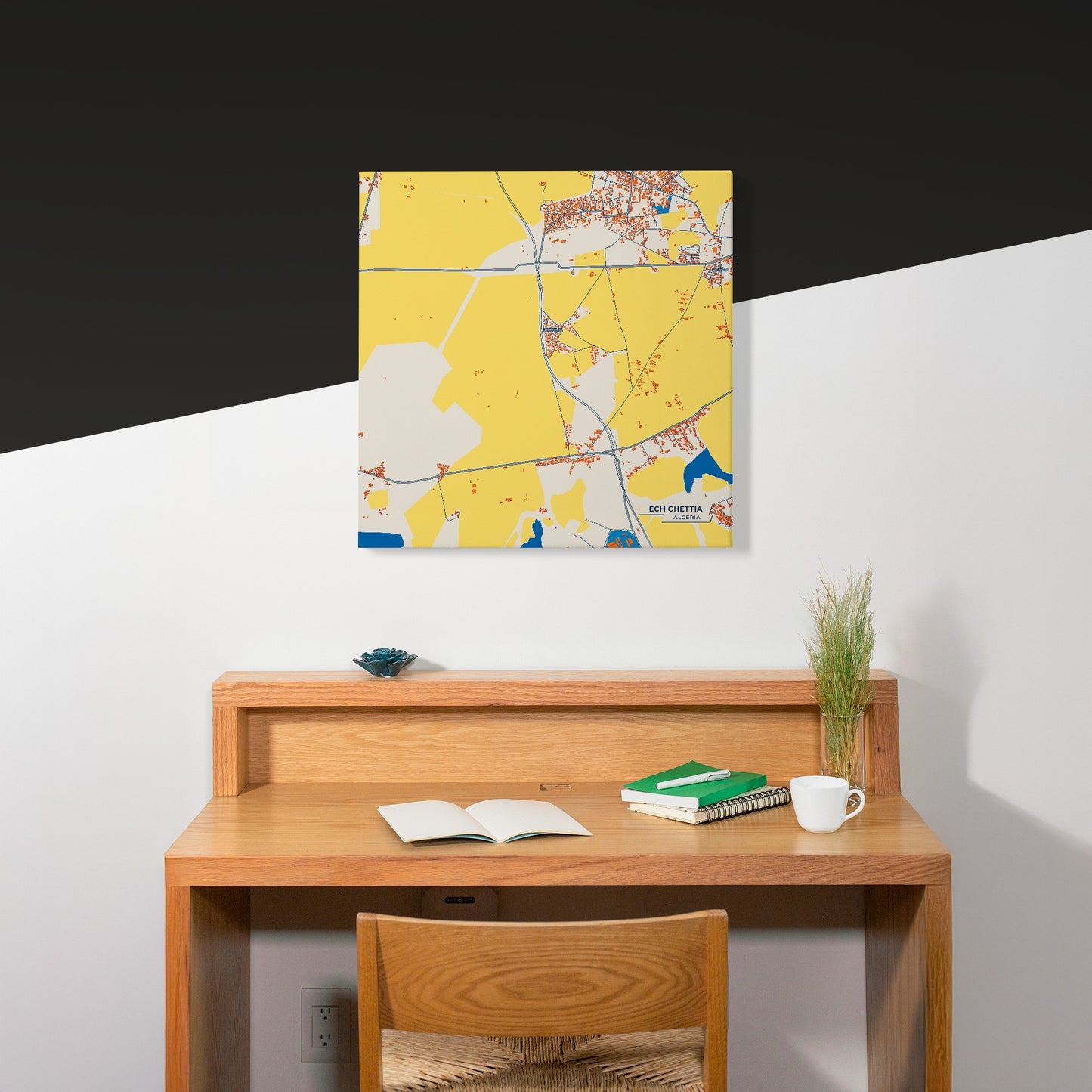 Ech Chettia Algeria Colorful City Map Canvas Print Scene