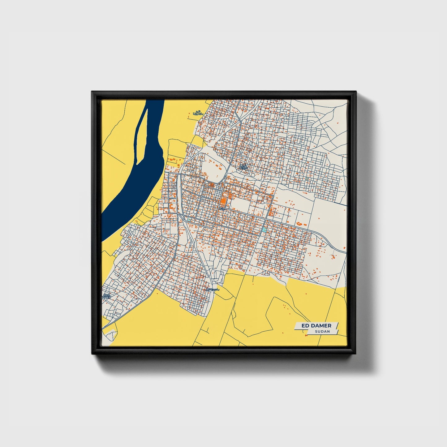 Ed Damer Sudan Colorful City Map Canvas Print • Black Framed