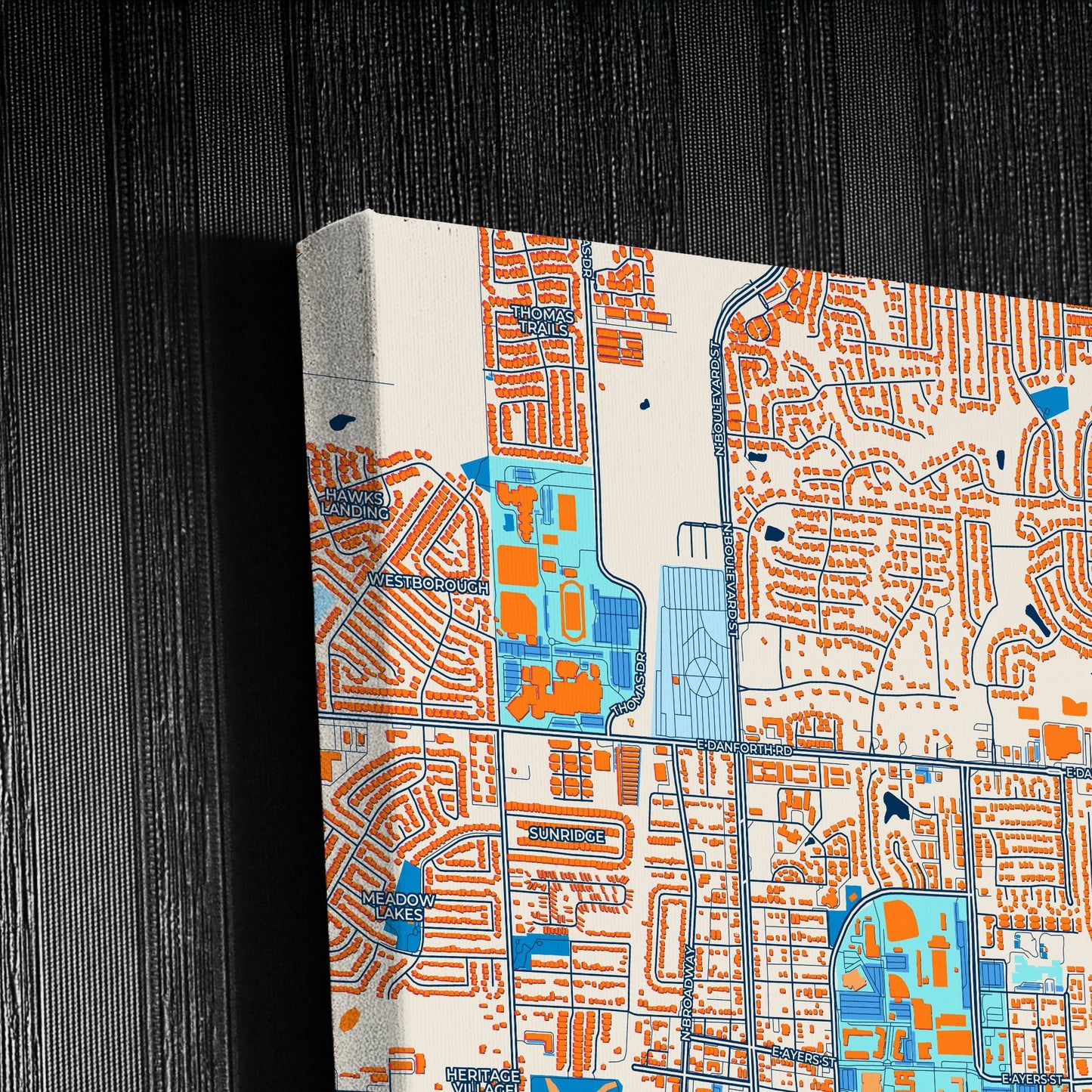 Edmond Oklahoma Colorful City Map Canvas Print Detail