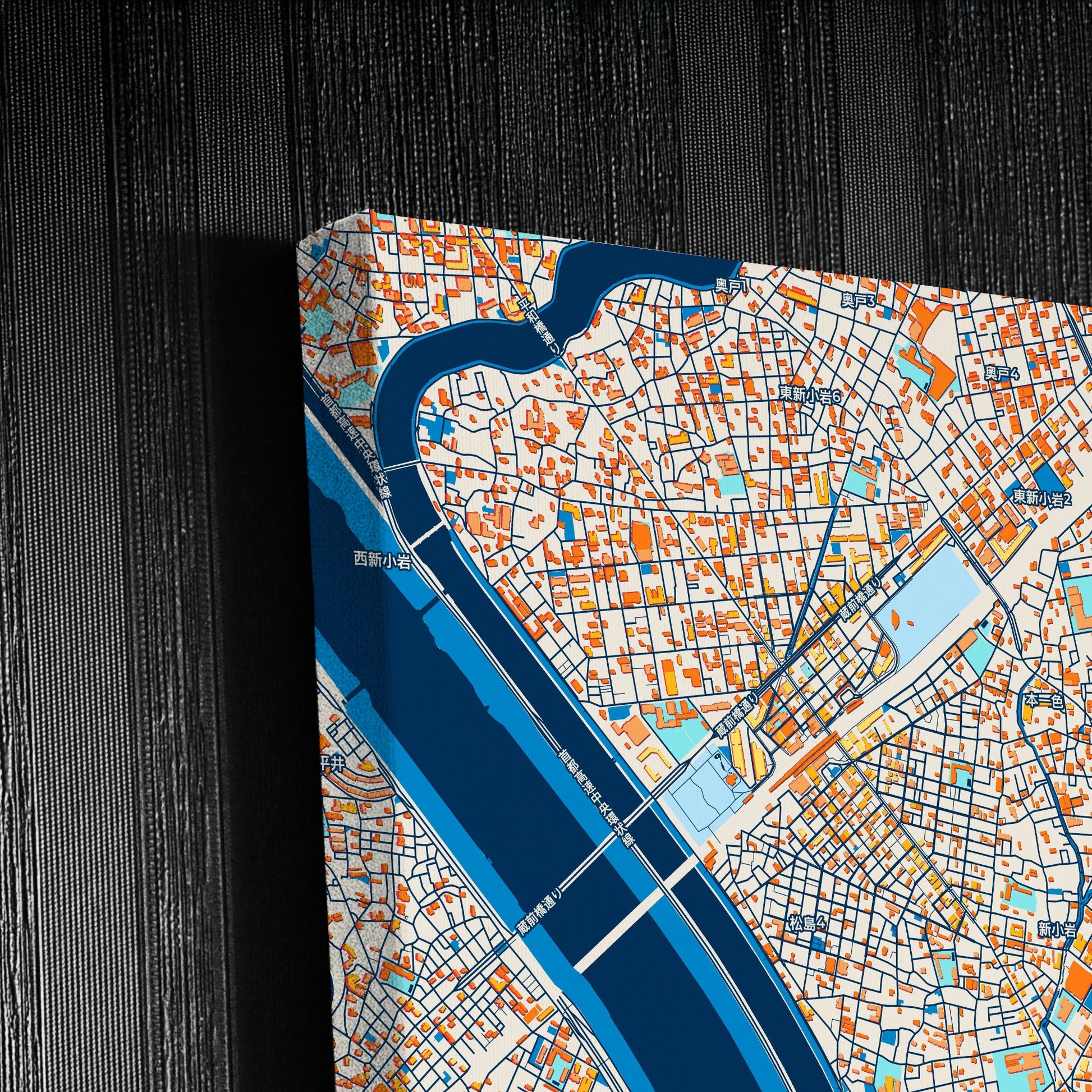 Edogawa Japan Colorful City Map Canvas Print Detail