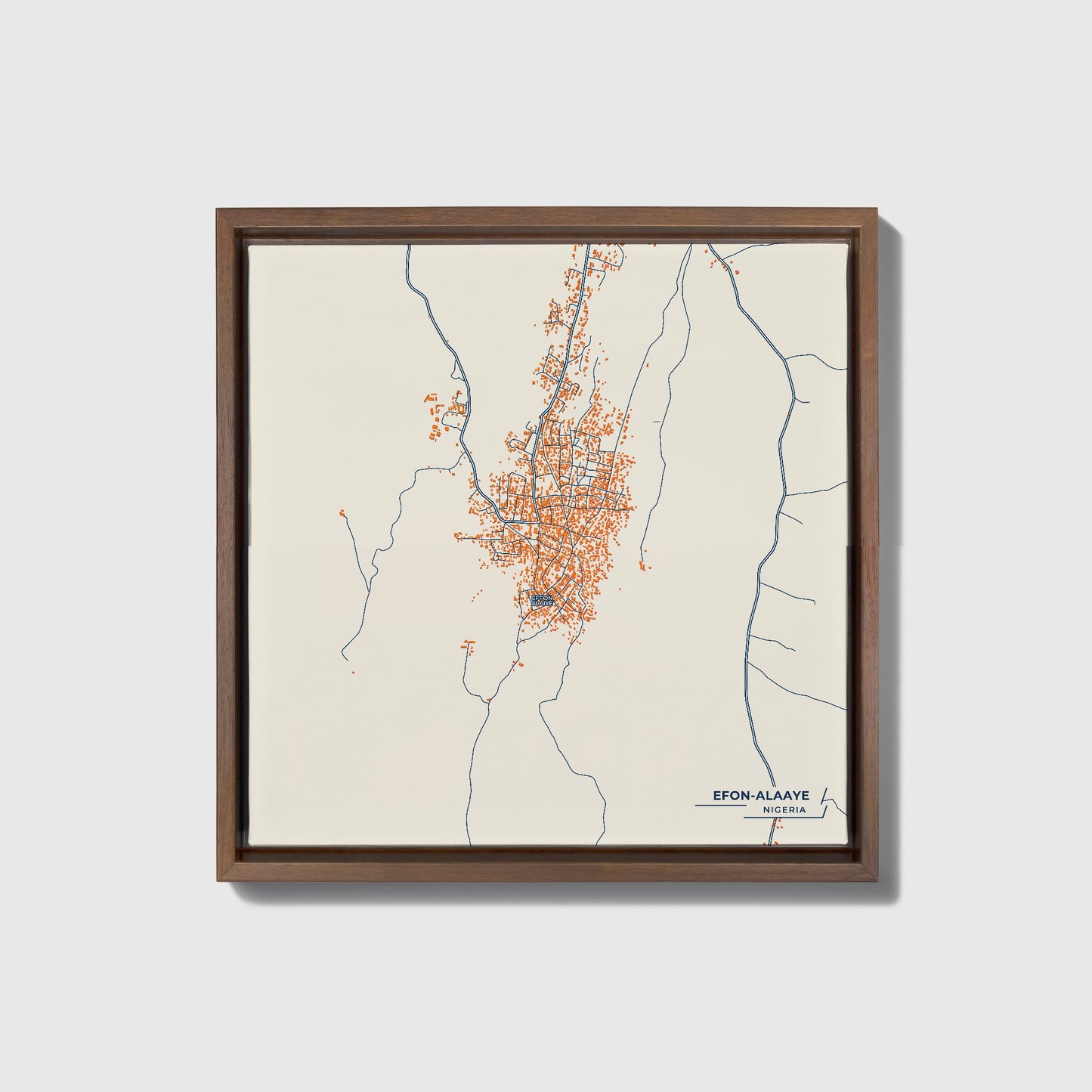 Efon-Alaaye Nigeria Colorful City Map Canvas Print • Dark Wooden Framed