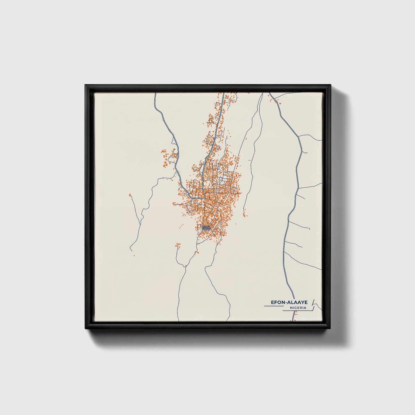 Efon-Alaaye Nigeria Colorful City Map Canvas Print • Black Framed