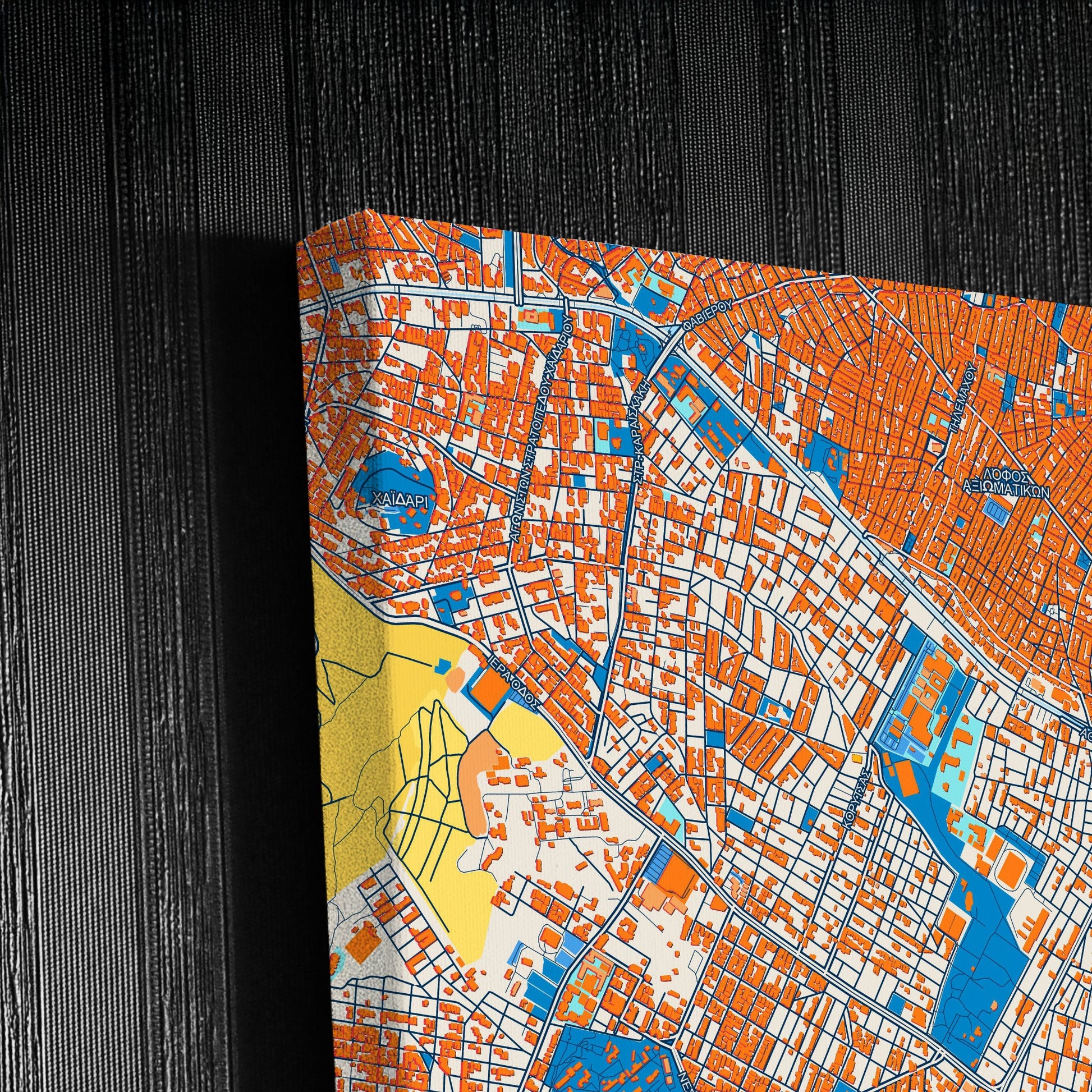 Αιγαλεω Greece Colorful City Map Canvas Print Detail