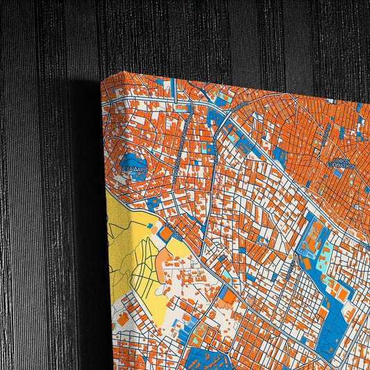 Αιγαλεω Greece Colorful City Map Canvas Print Detail