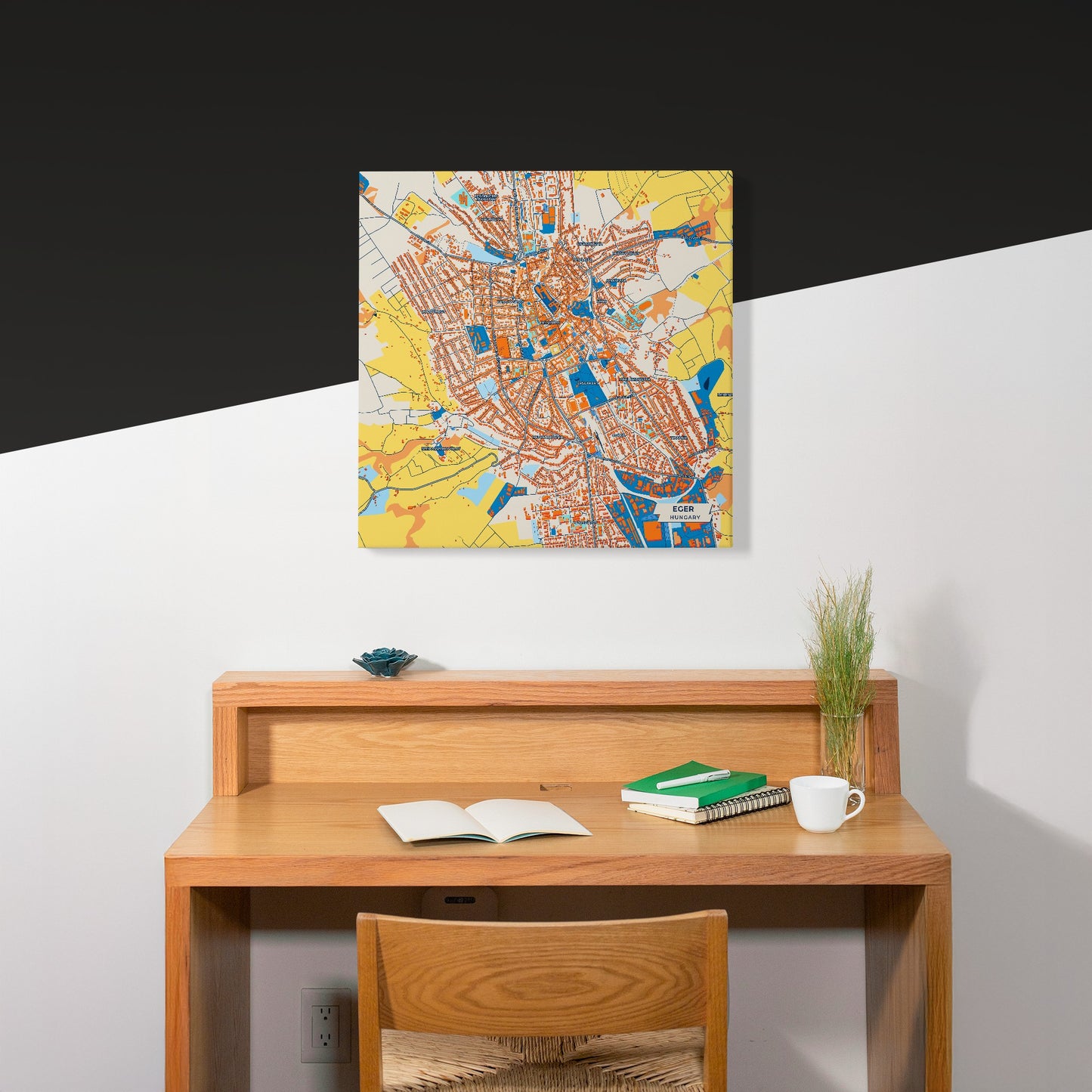 Eger Hungary Colorful City Map Canvas Print Scene