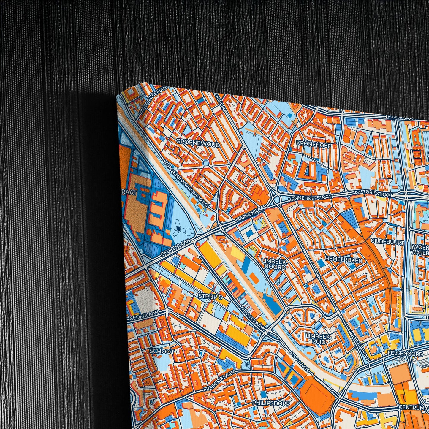 Eindhoven Netherlands Colorful City Map Canvas Print Detail
