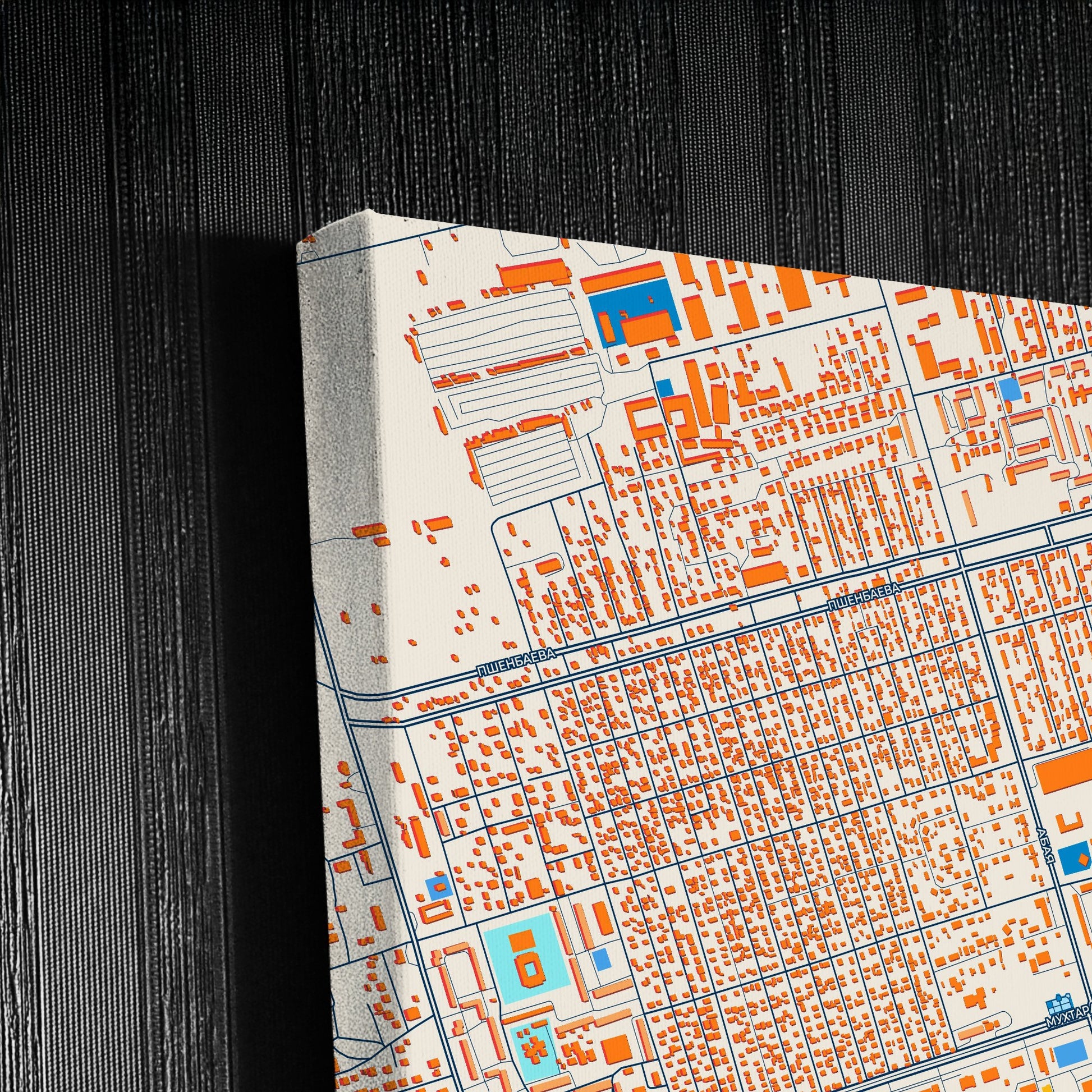 Ekibastuz Kazakhstan Colorful City Map Canvas Print Detail