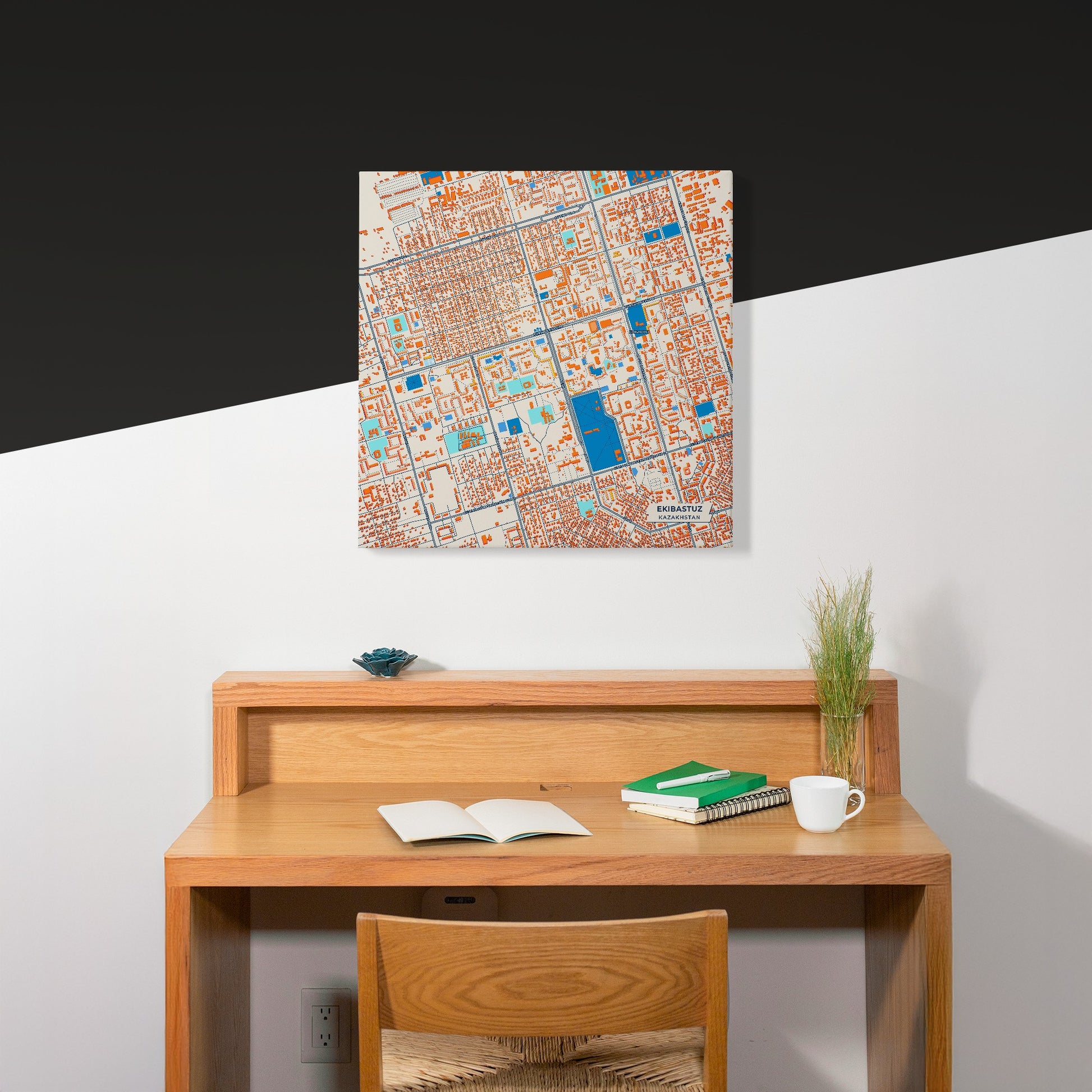 Ekibastuz Kazakhstan Colorful City Map Canvas Print Scene
