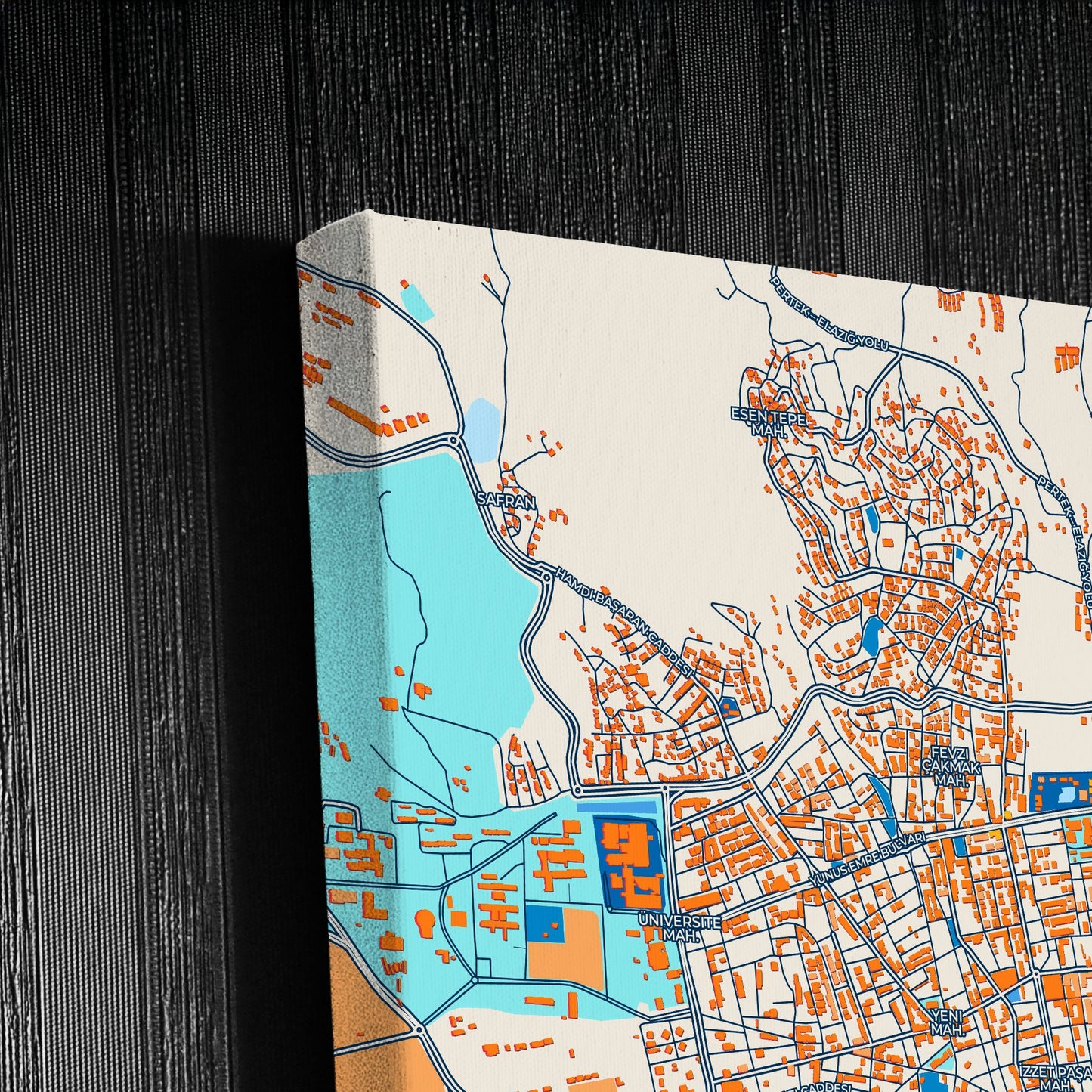 Elaziğ Turkey Colorful City Map Canvas Print Detail