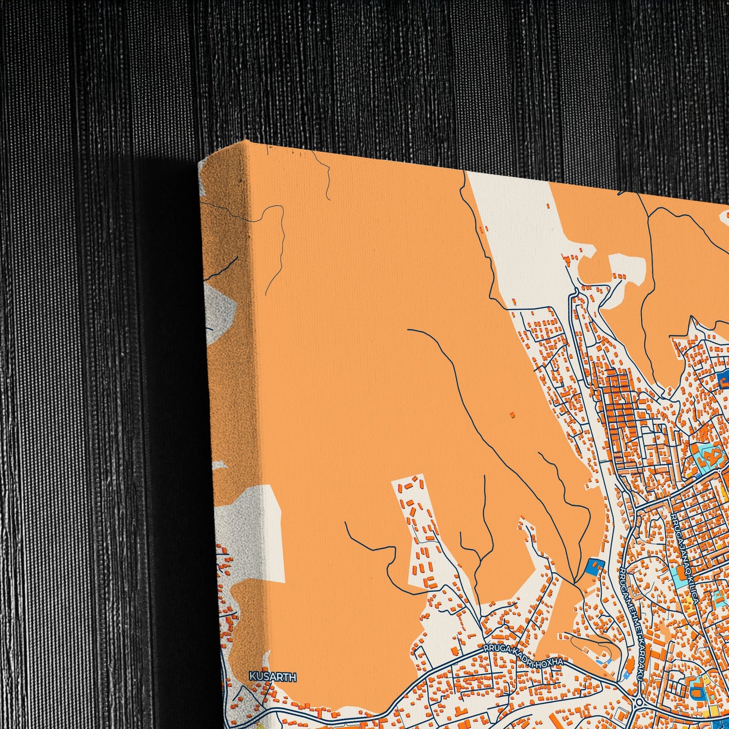 Elbasan Albania Colorful City Map Canvas Print Detail