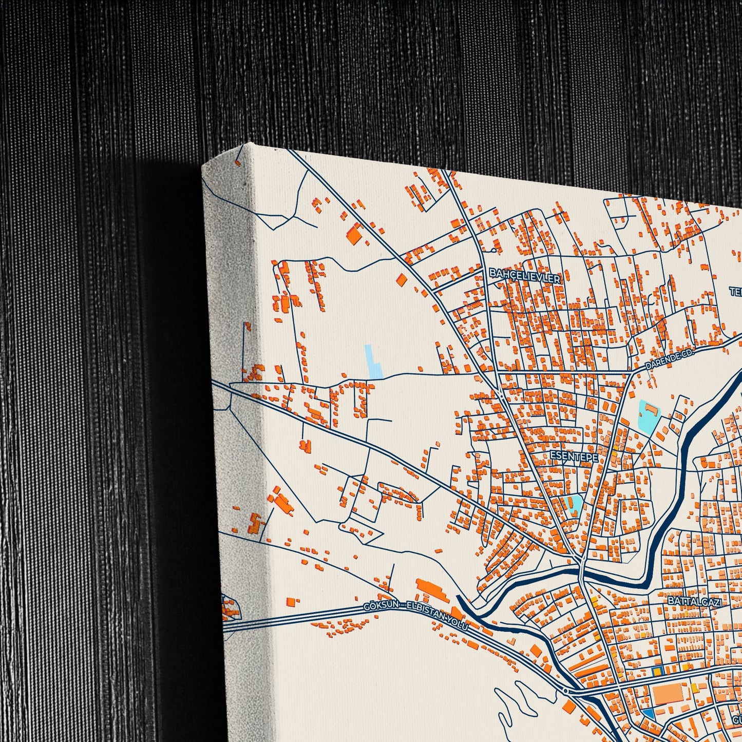 Elbi̇stan Turkey Colorful City Map Canvas Print Detail