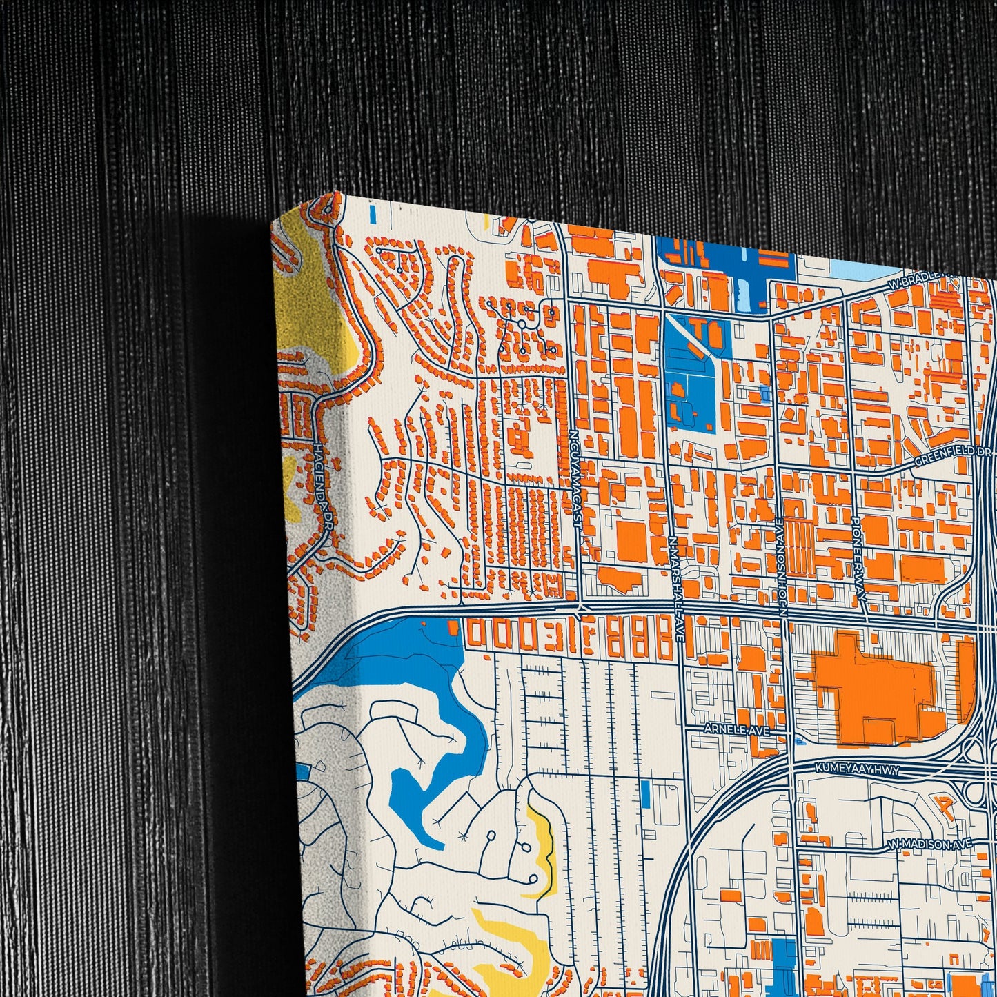 El Cajon California Colorful City Map Canvas Print Detail