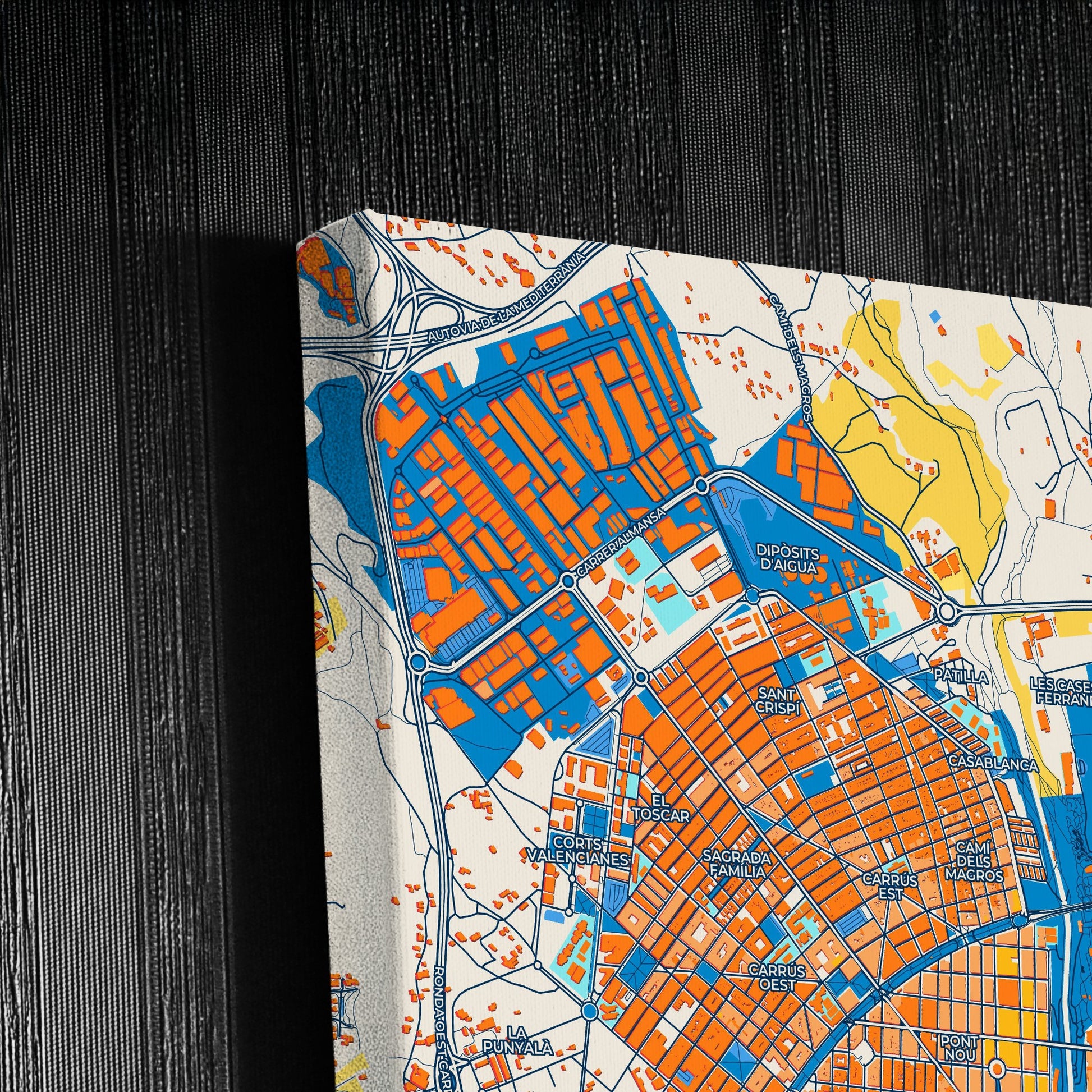 Elche Spain Colorful City Map Canvas Print Detail