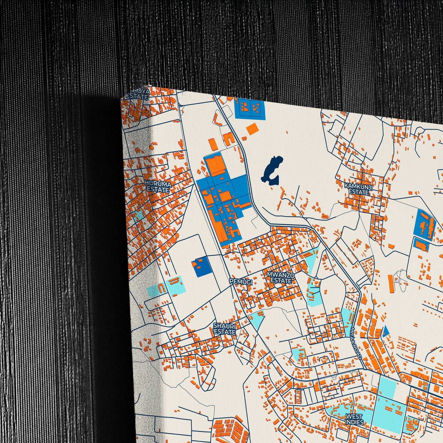 Eldoret Kenya Colorful City Map Canvas Print Detail