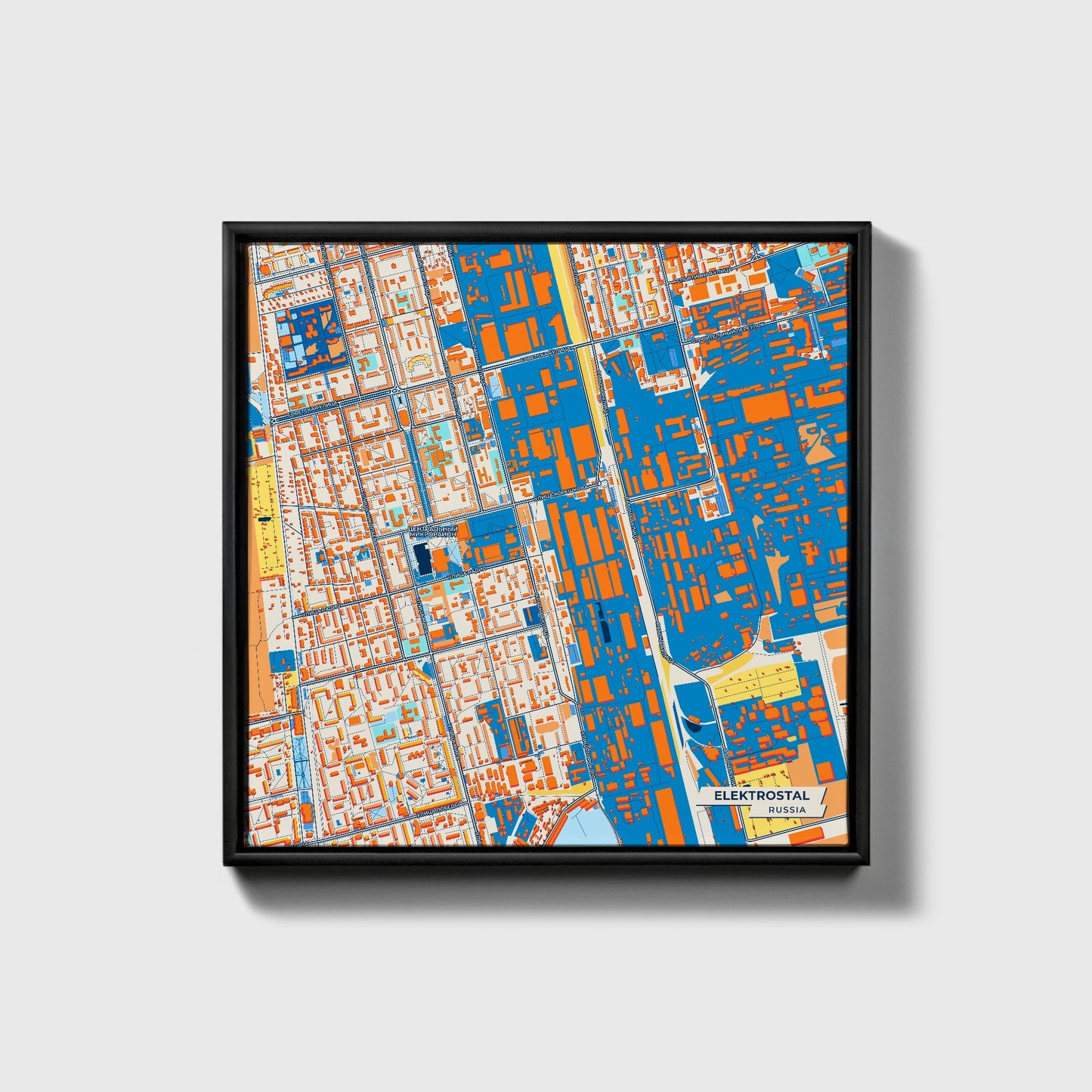 Электростали Russia Colorful City Map Canvas Print • Black Framed