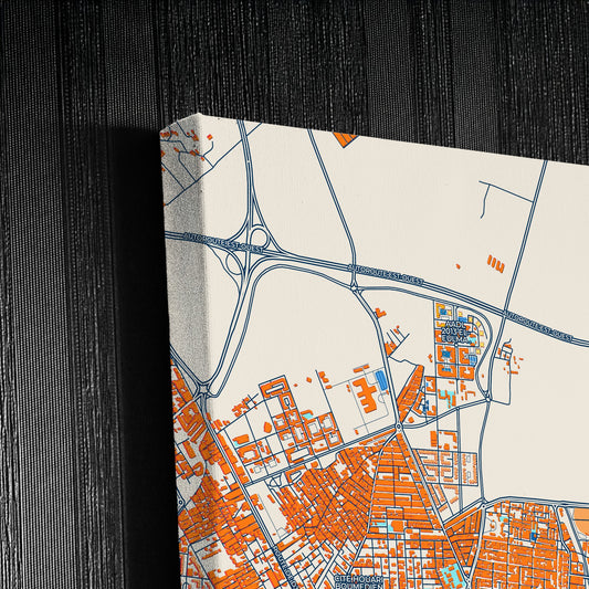 El Eulma Algeria Colorful City Map Canvas Print Detail