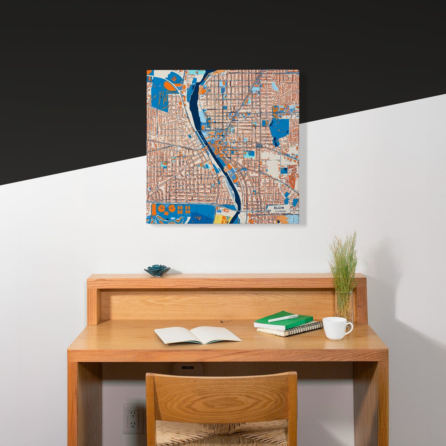 Elgin Illinois Colorful City Map Canvas Print Scene