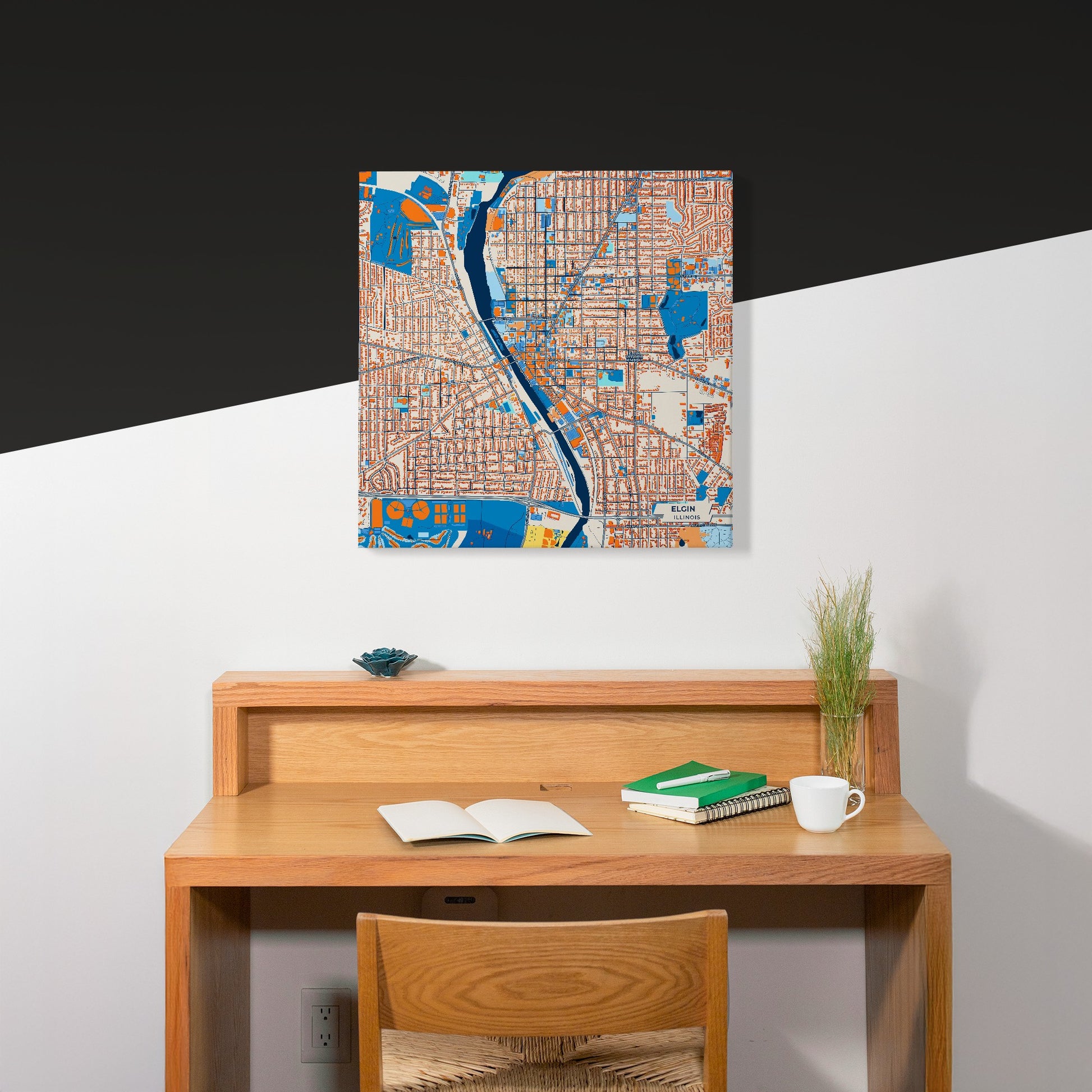 Elgin Illinois Colorful City Map Canvas Print Scene
