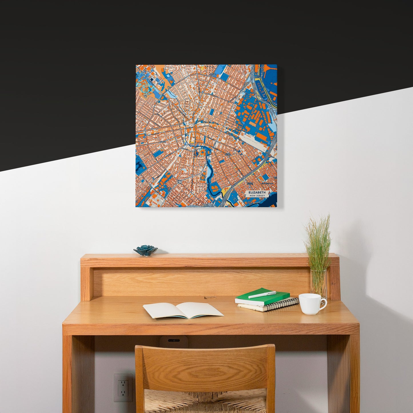 Elizabeth New Jersey Colorful City Map Canvas Print Scene