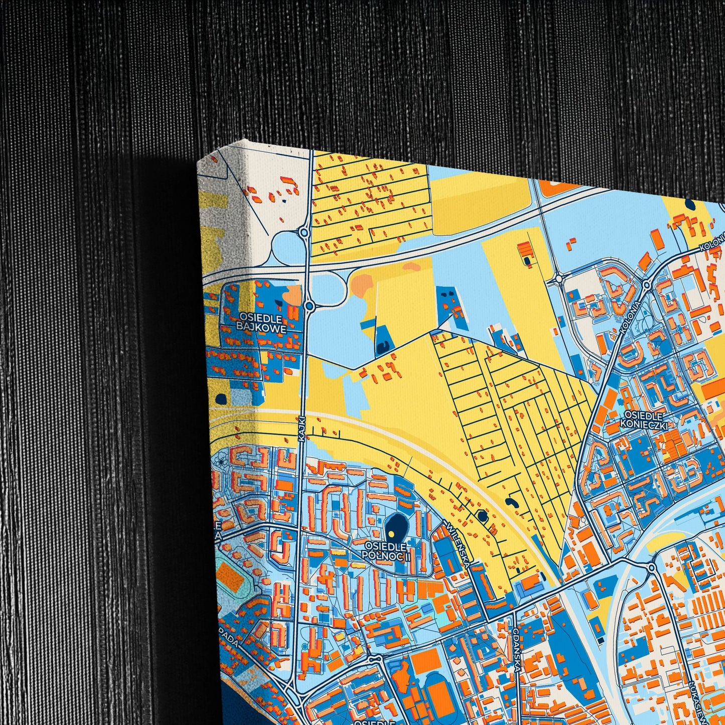 Ełk Poland Colorful City Map Canvas Print Detail