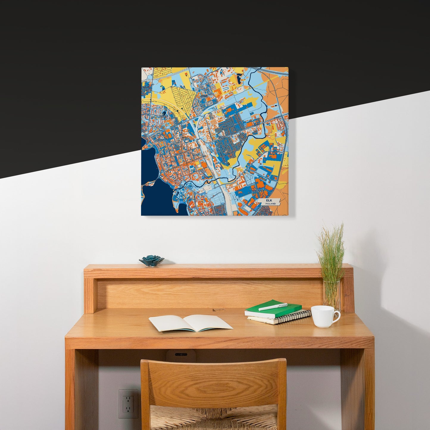 Ełk Poland Colorful City Map Canvas Print Scene