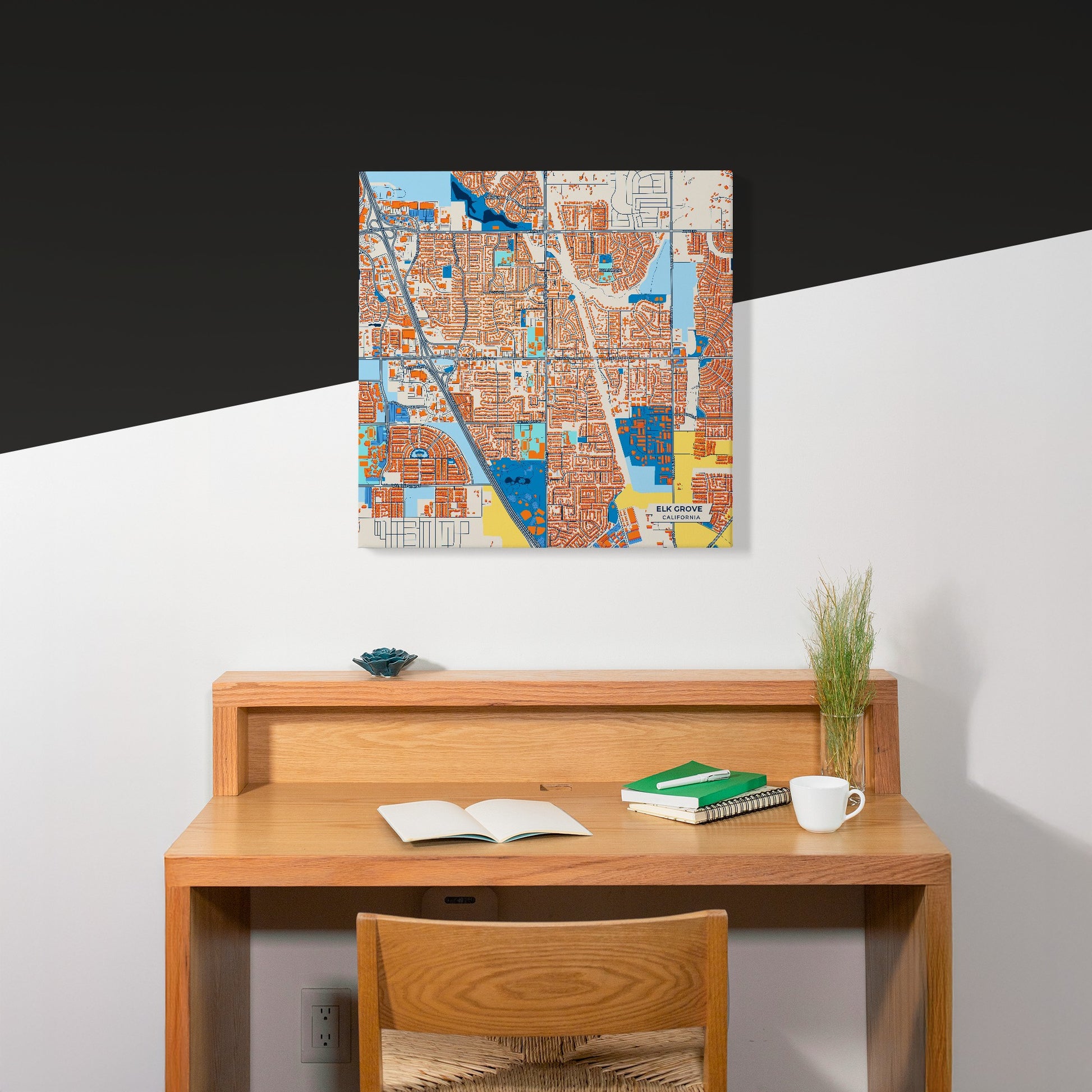 Elk Grove California Colorful City Map Canvas Print Scene