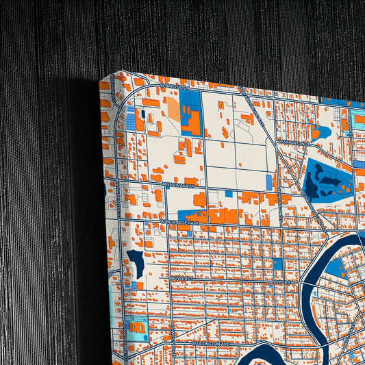 Elkhart Indiana Colorful City Map Canvas Print Detail