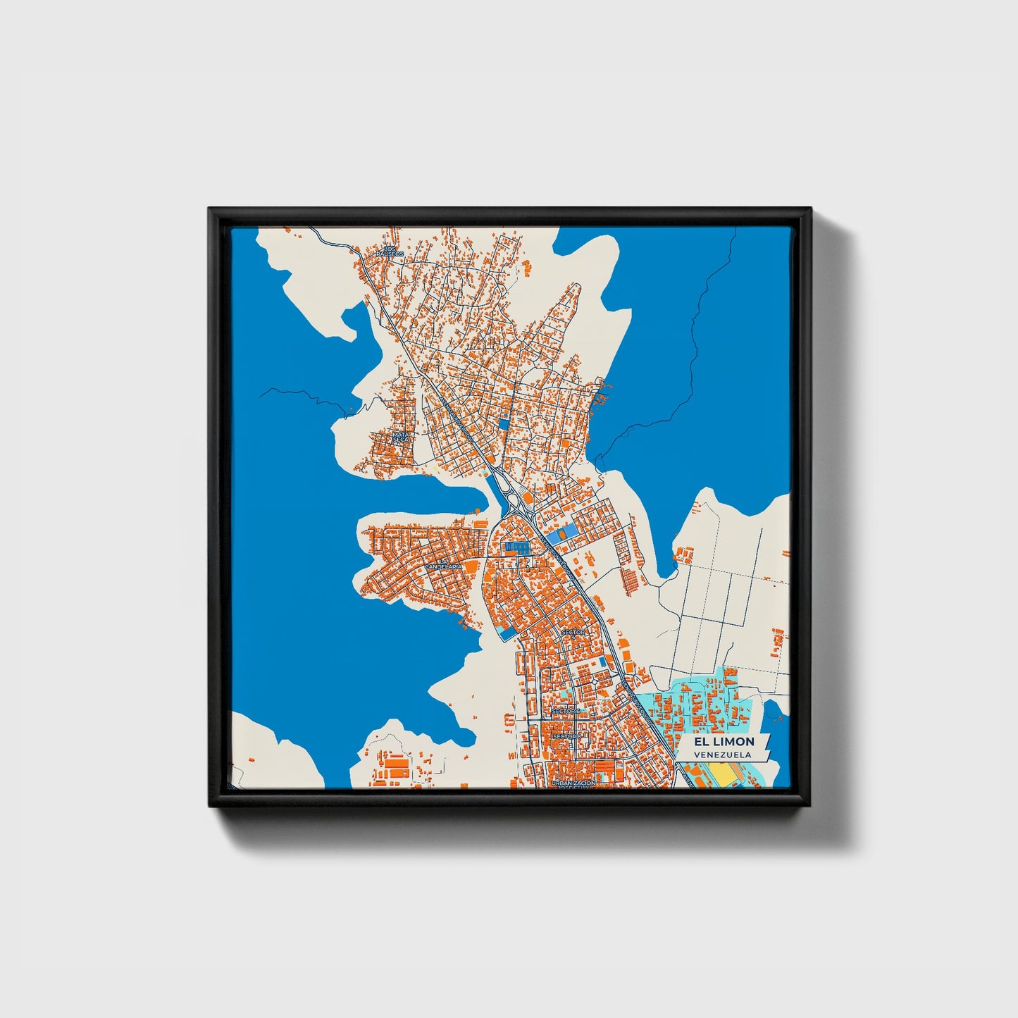 El Limon Venezuela Colorful City Map Canvas Print • Black Framed