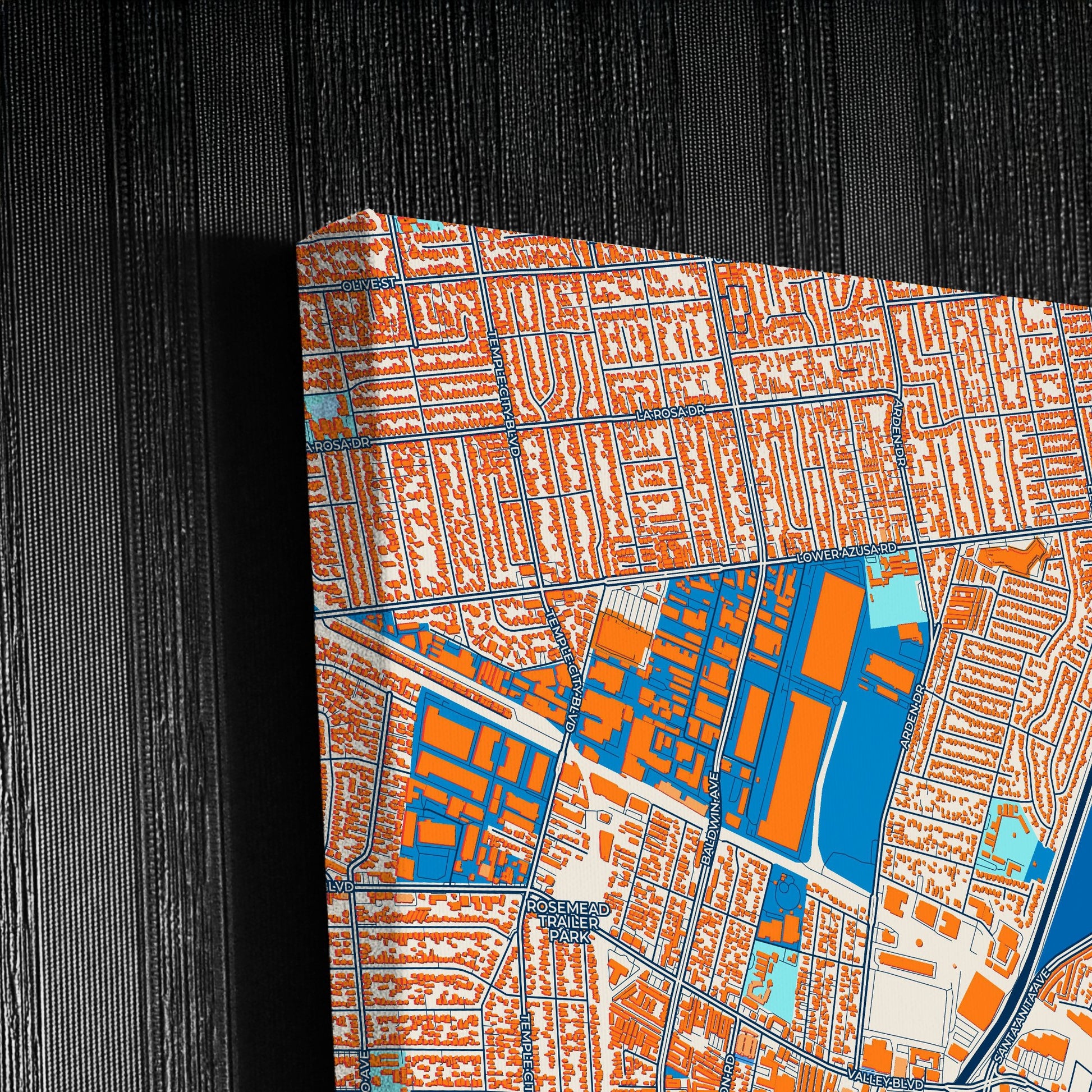 El Monte California Colorful City Map Canvas Print Detail