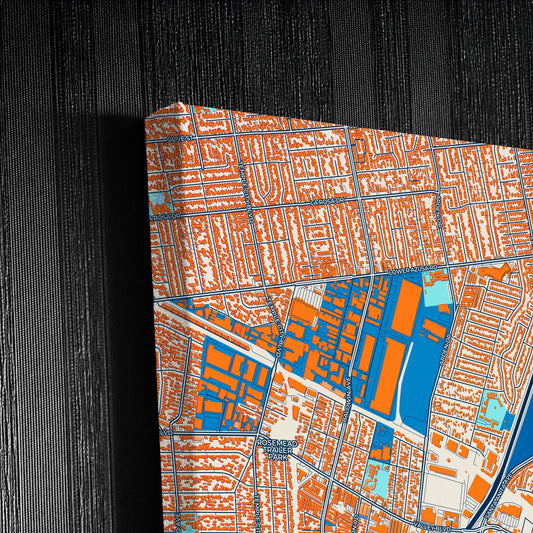 El Monte California Colorful City Map Canvas Print Detail