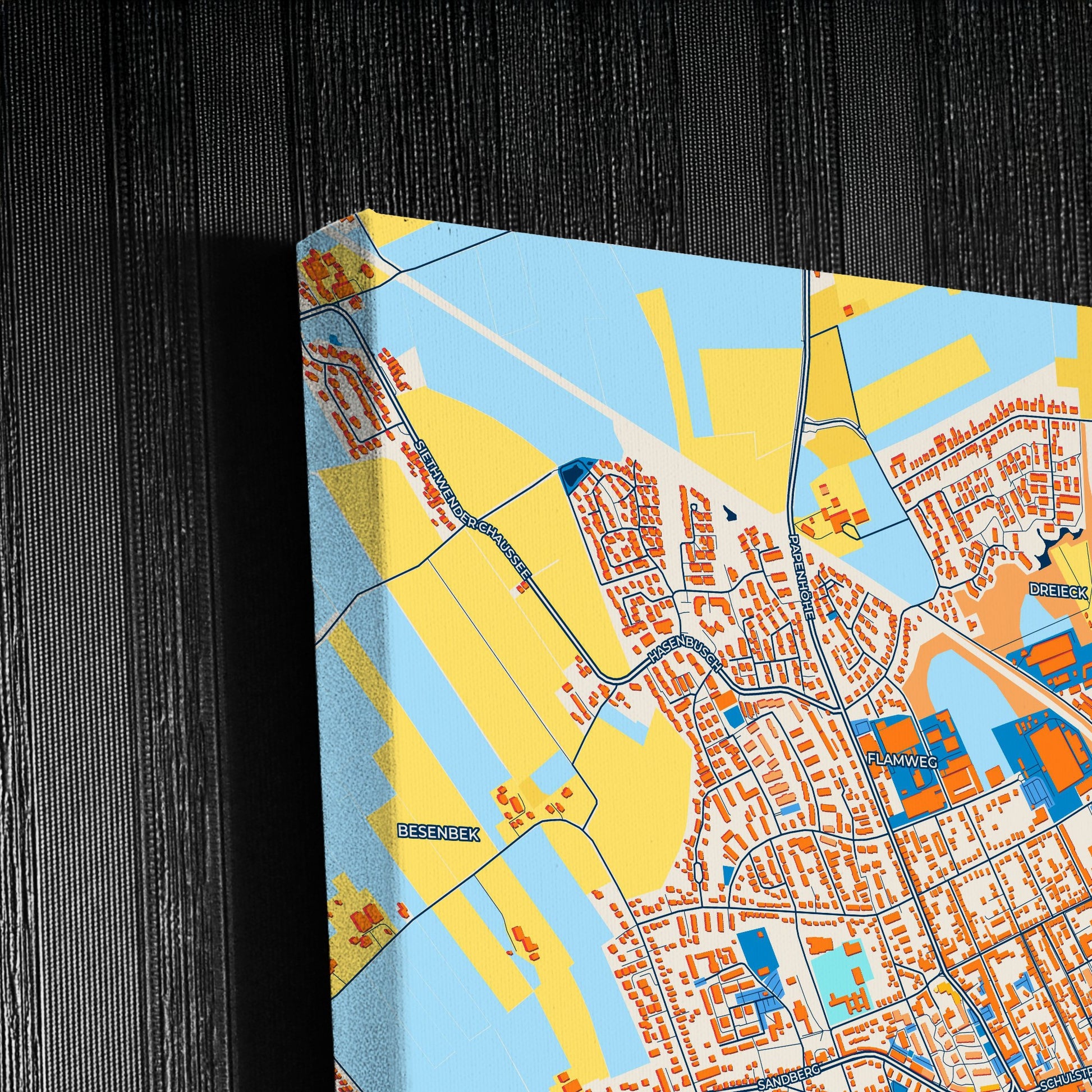 Elmshorn Germany Colorful City Map Canvas Print Detail
