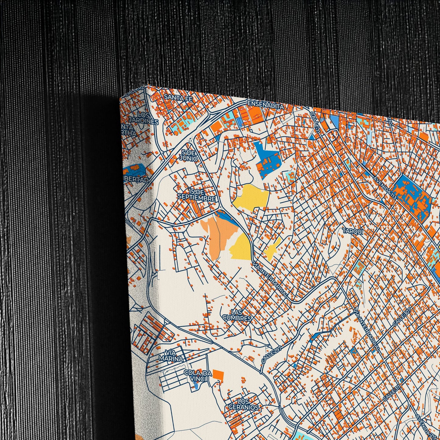Eloy Alfaro Ecuador Colorful City Map Canvas Print Detail