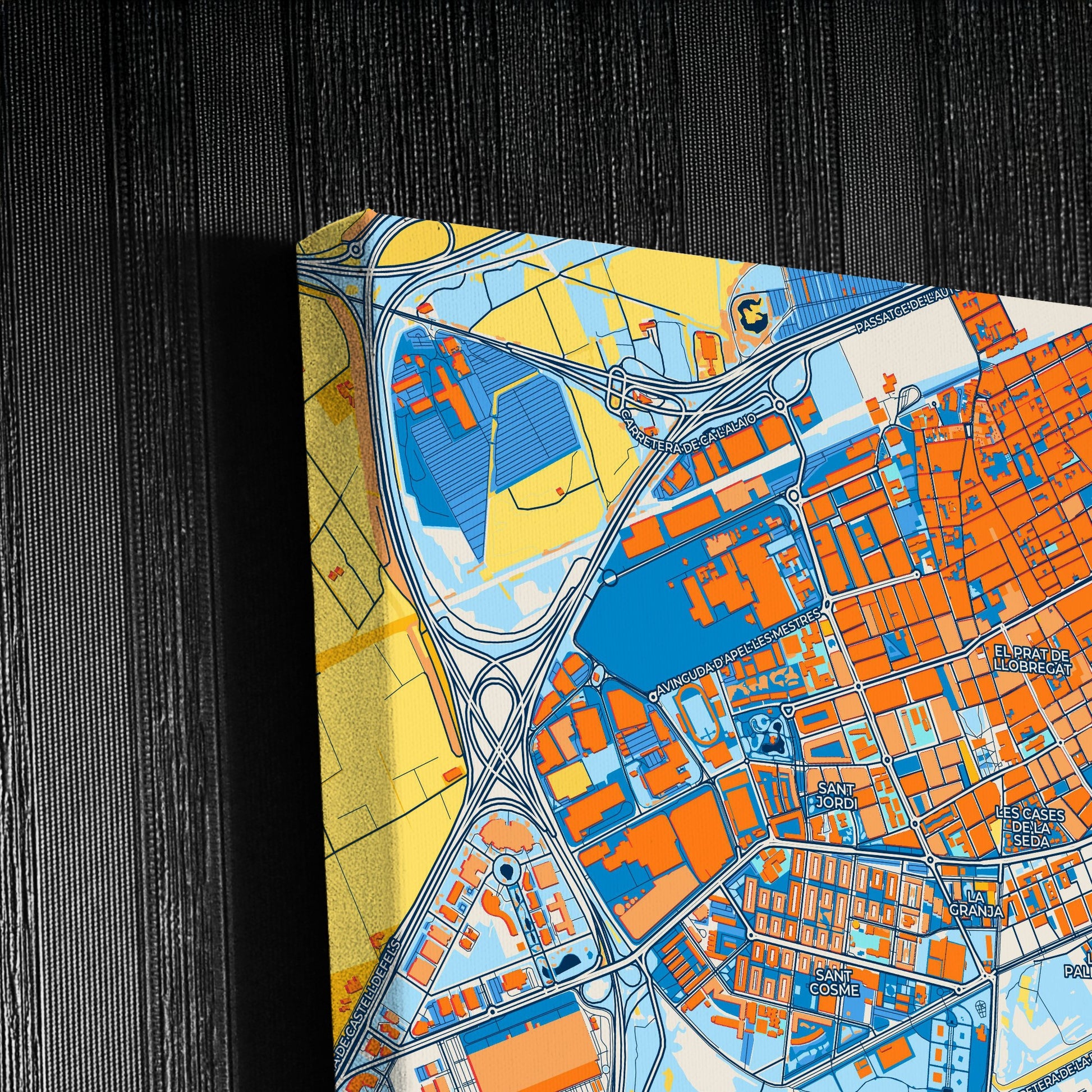 El Prat De Llobregat Spain Colorful City Map Canvas Print Detail