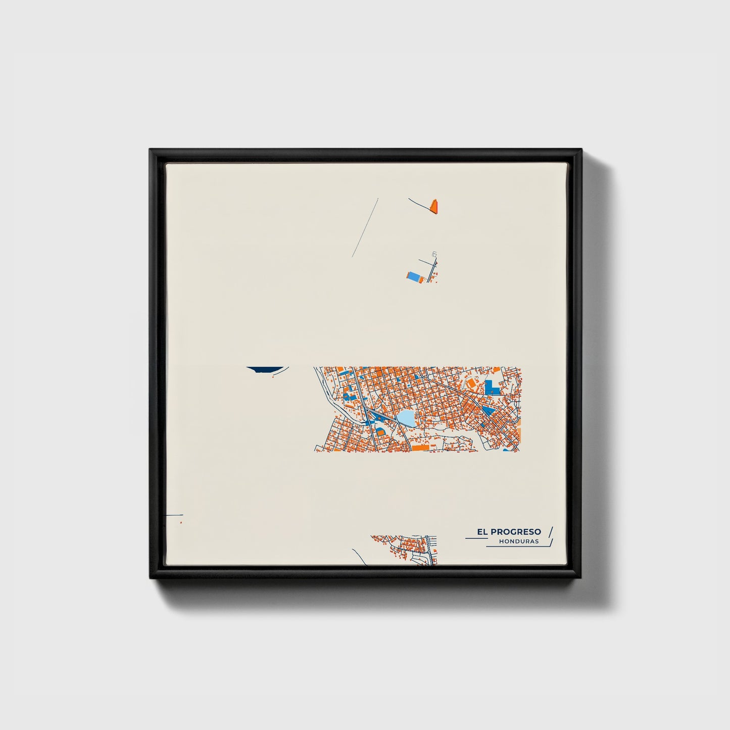 El Progreso Honduras Colorful City Map Canvas Print • Black Framed