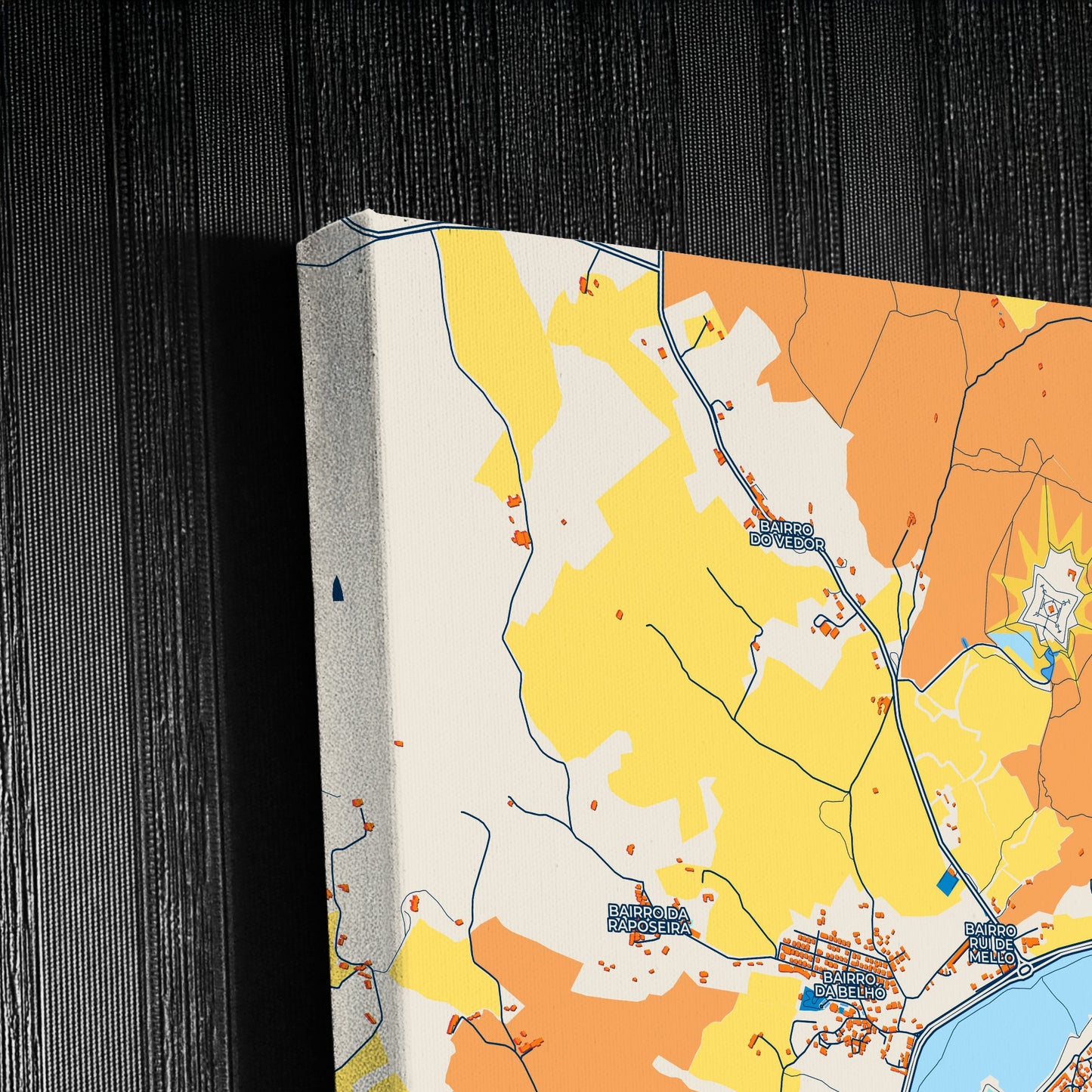 Elvas Portugal Colorful City Map Canvas Print Detail