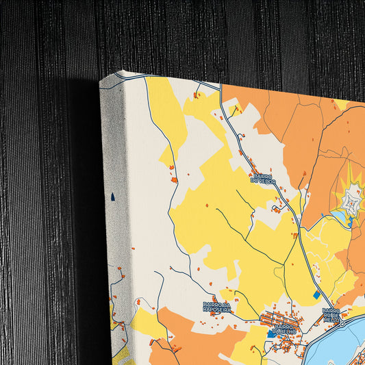 Elvas Portugal Colorful City Map Canvas Print Detail