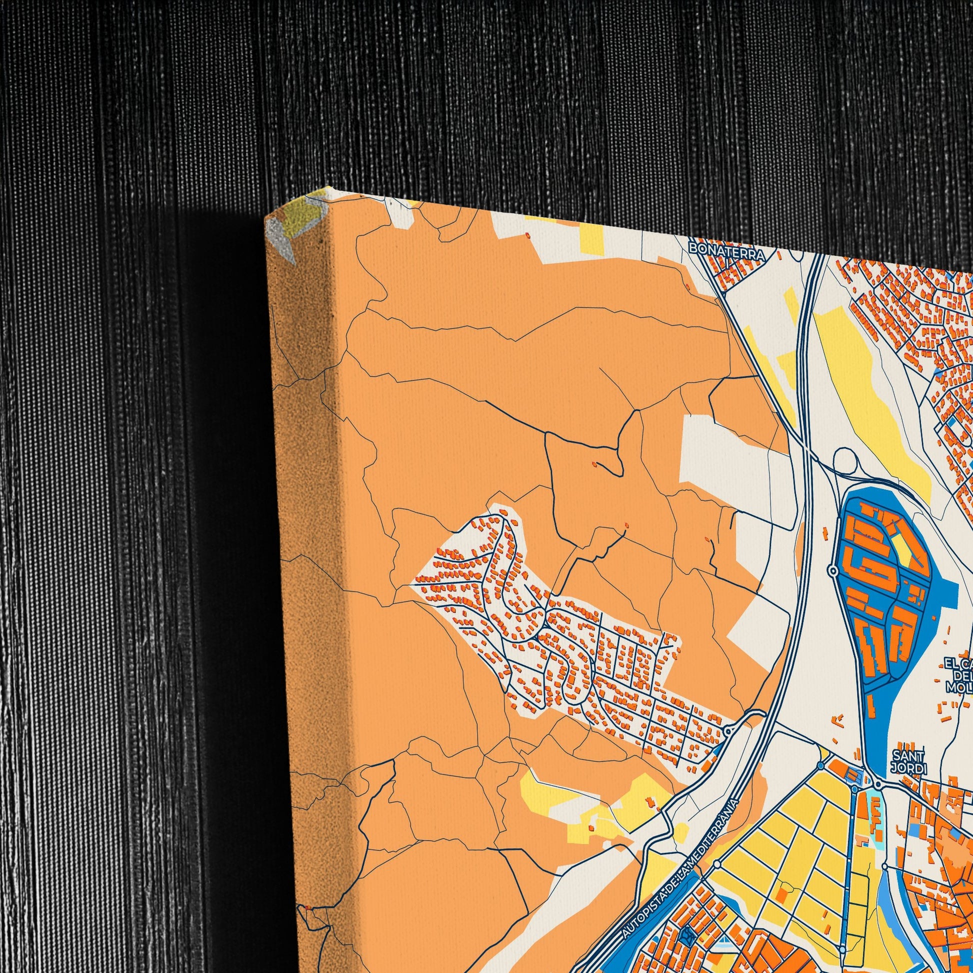 El Vendrell Spain Colorful City Map Canvas Print Detail