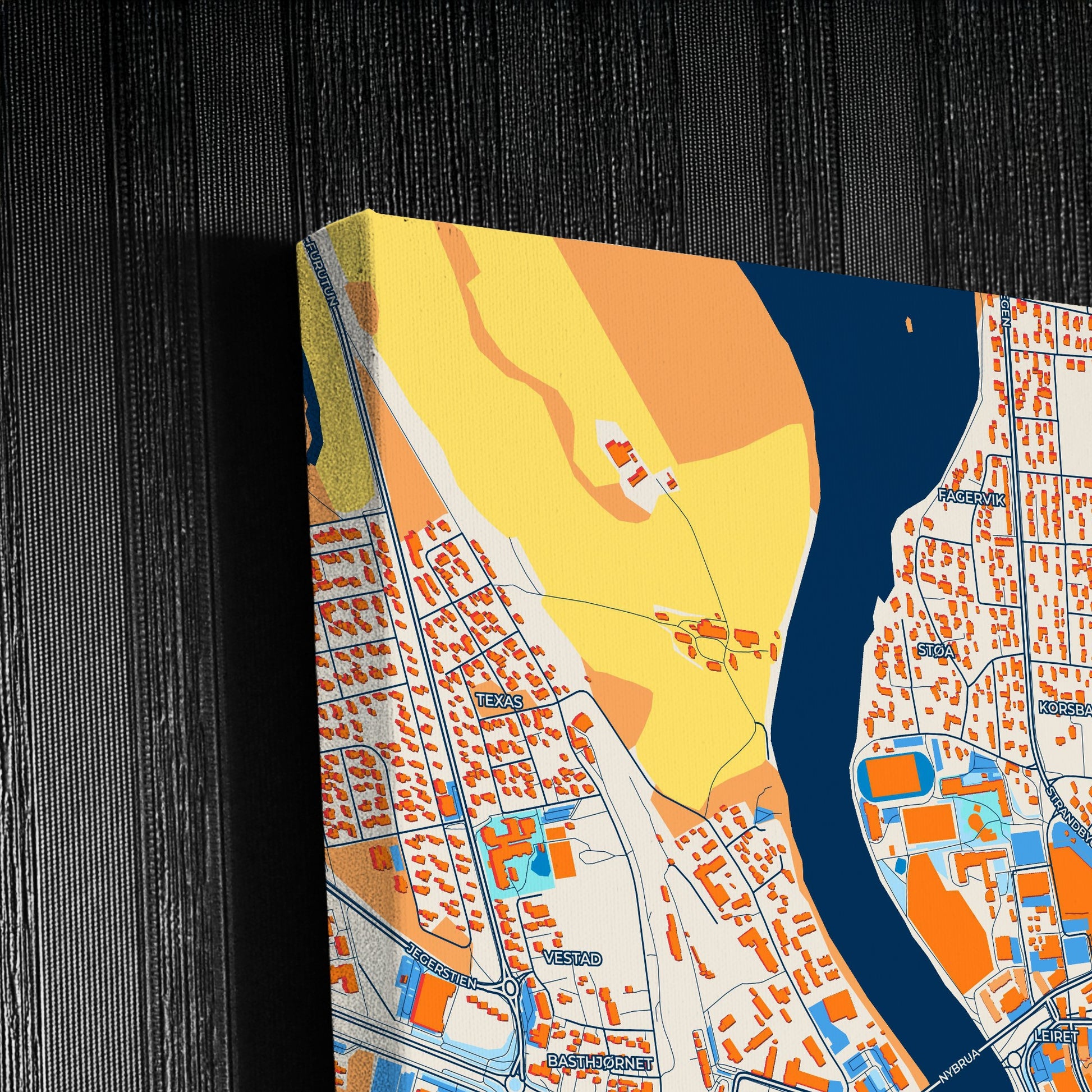 Elverum Norway Colorful City Map Canvas Print Detail
