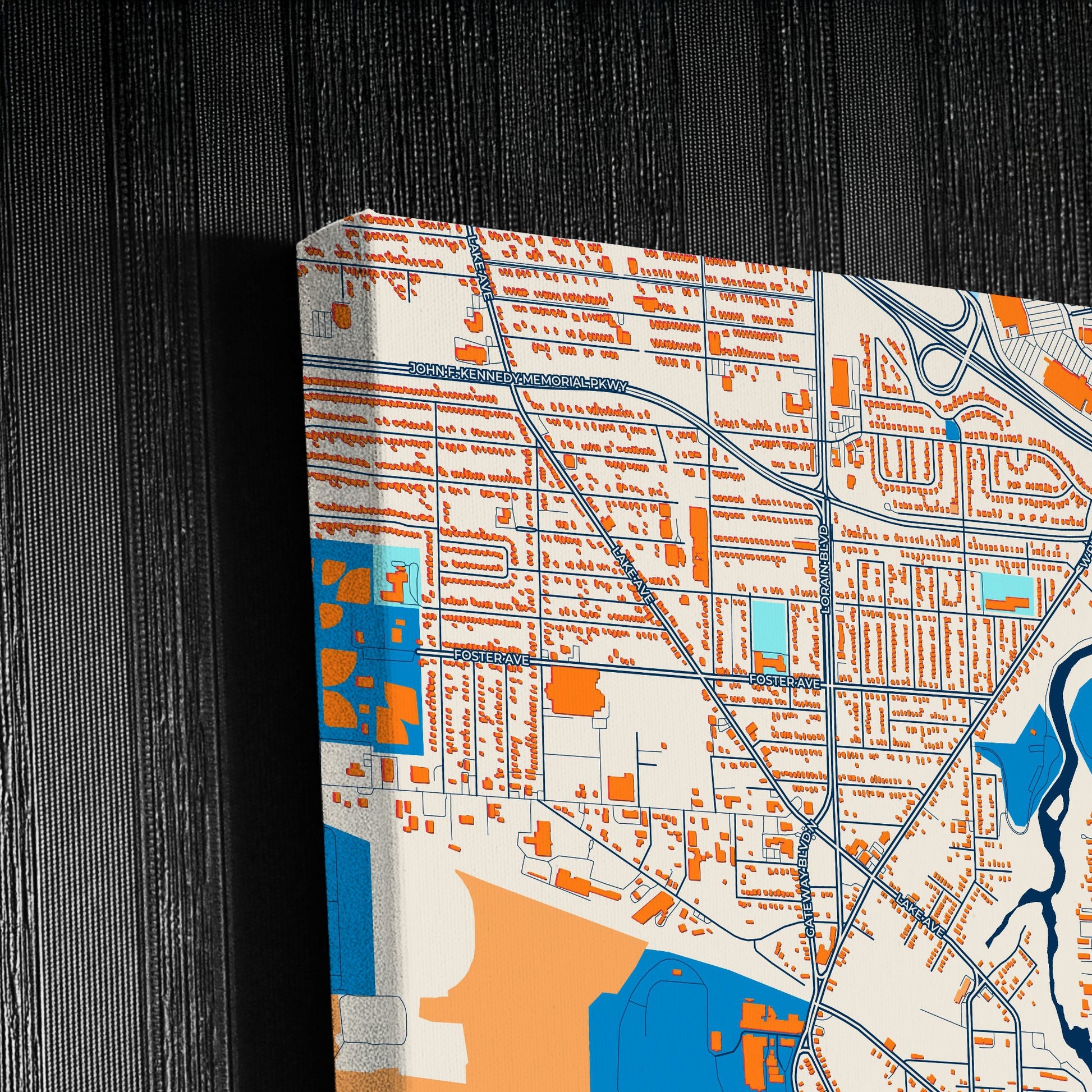 Elyria Ohio Colorful City Map Canvas Print Detail