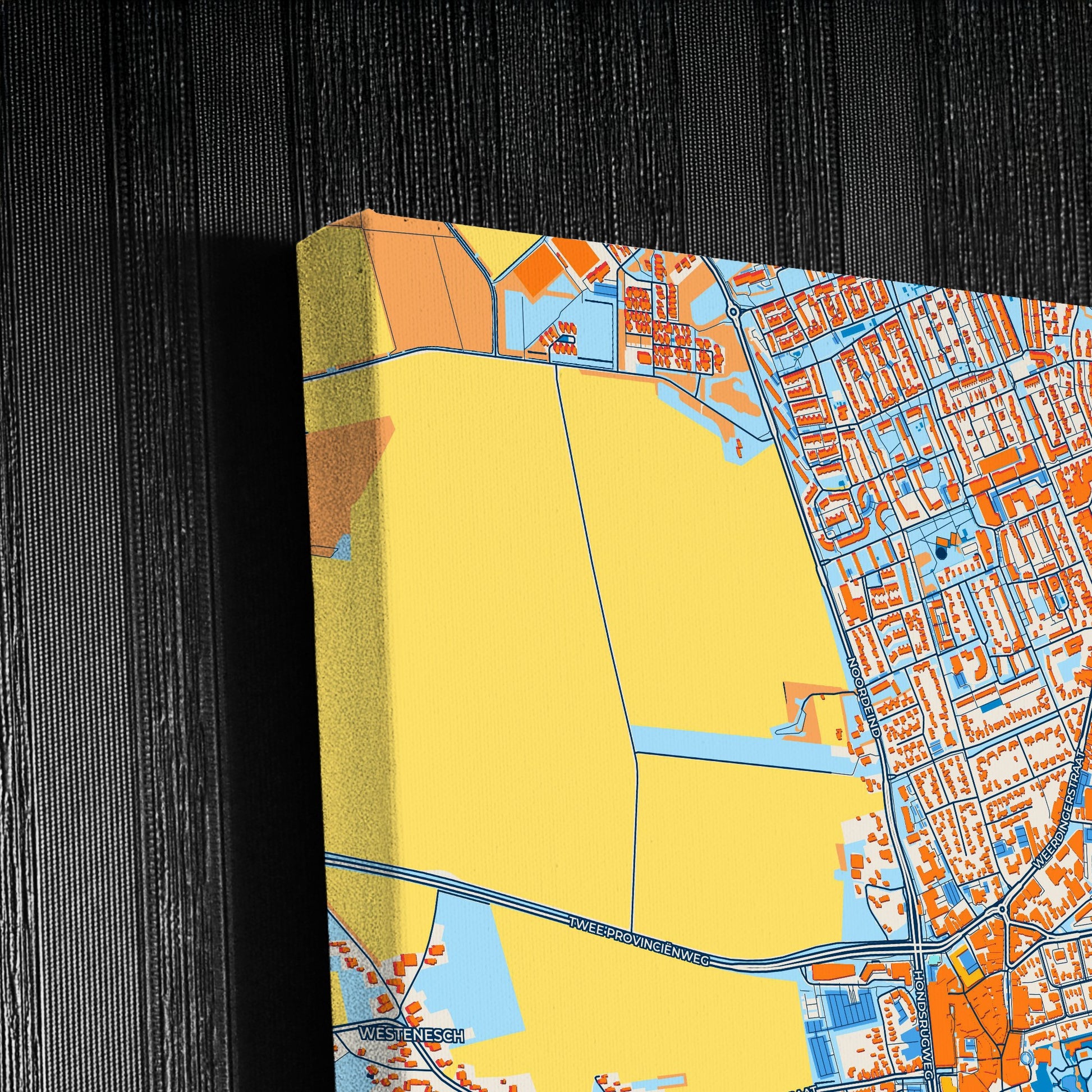 Emmen Netherlands Colorful City Map Canvas Print Detail