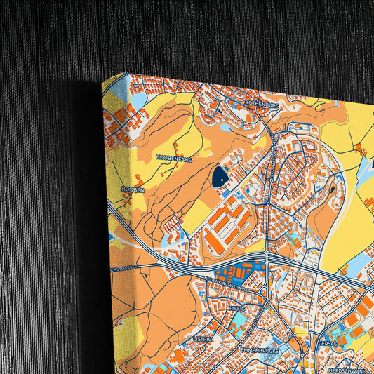 Emmen Switzerland Colorful City Map Canvas Print Detail