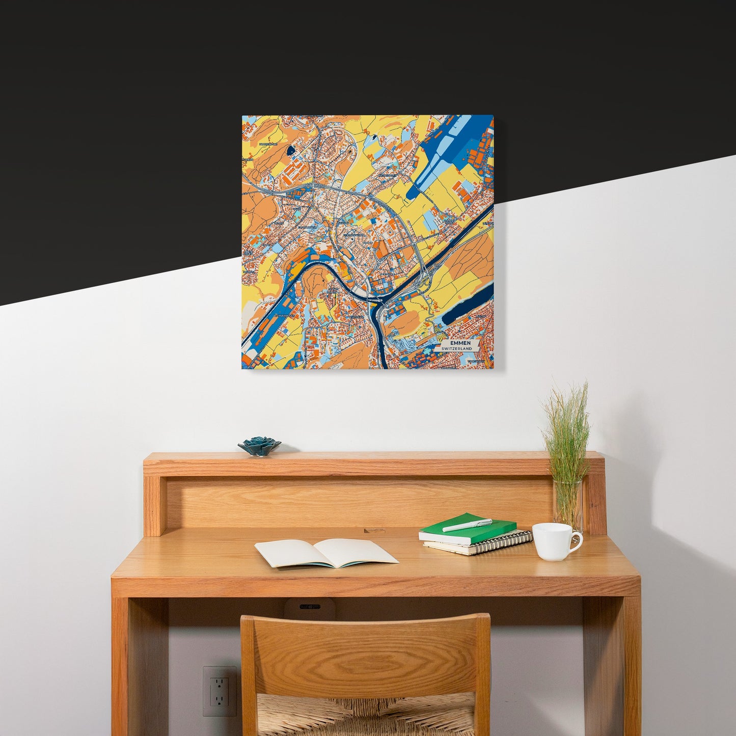 Emmen Switzerland Colorful City Map Canvas Print Scene