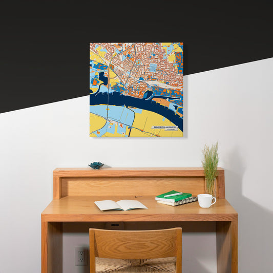 Emmerich Am Rhein Germany Colorful City Map Canvas Print Scene