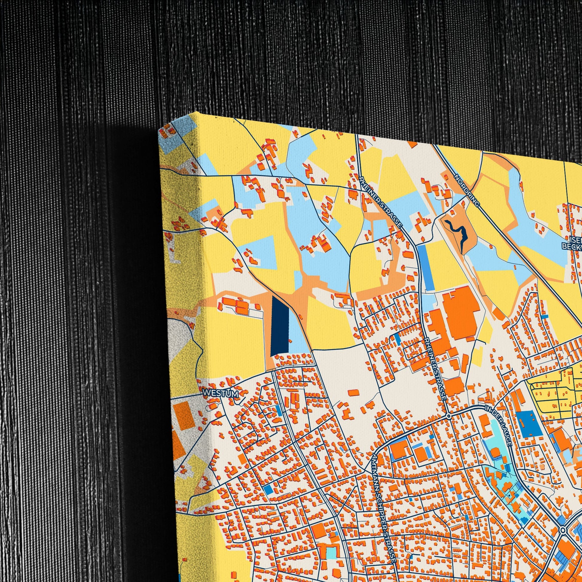 Emsdetten Germany Colorful City Map Canvas Print Detail