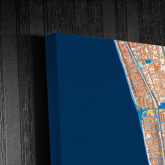 Encinitas California Colorful City Map Canvas Print Detail