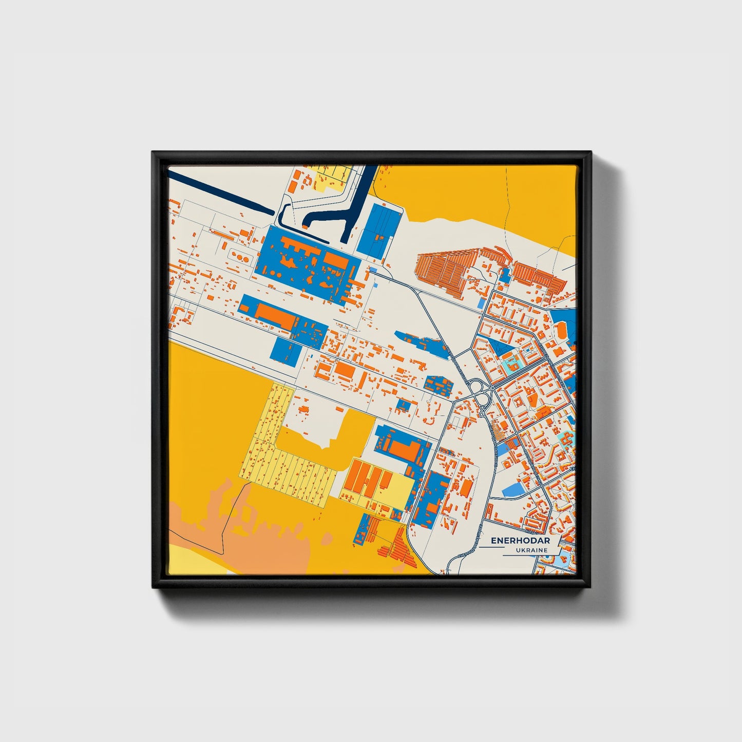 Енергодар Ukraine Colorful City Map Canvas Print • Black Framed
