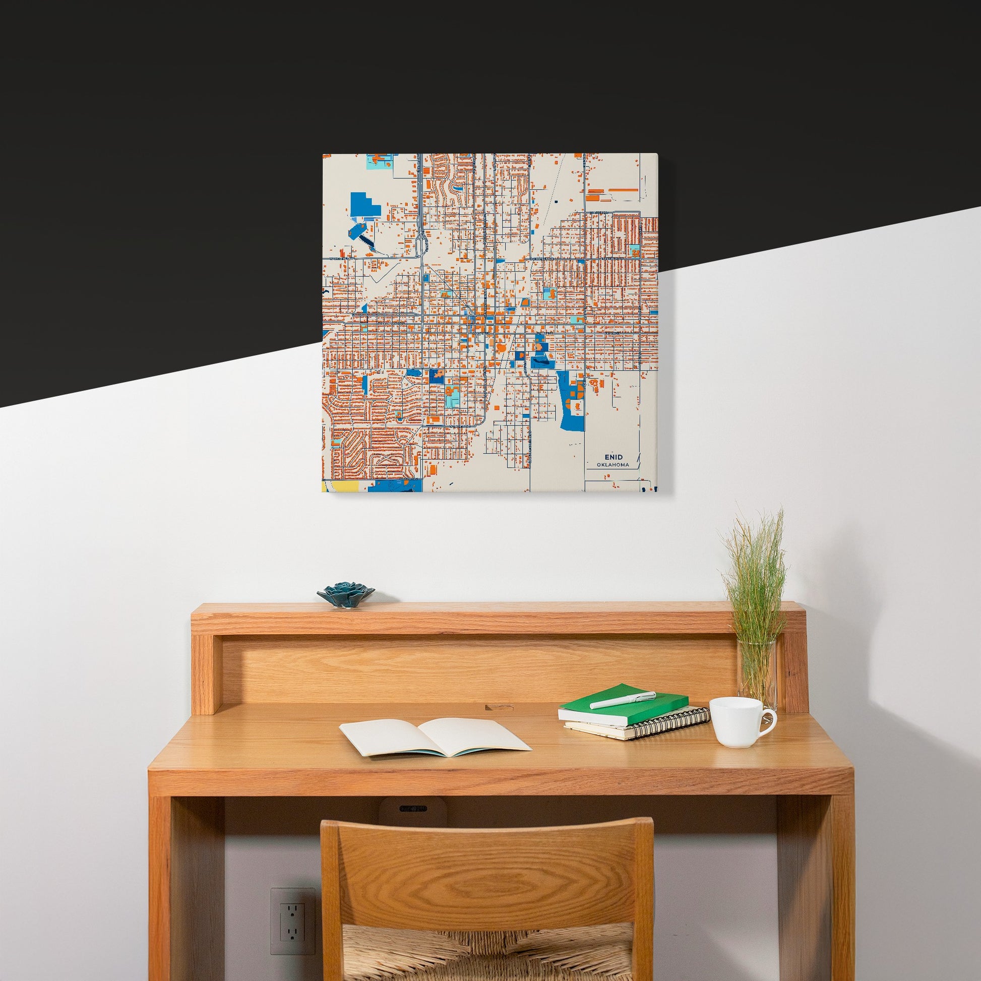 Enid Oklahoma Colorful City Map Canvas Print Scene