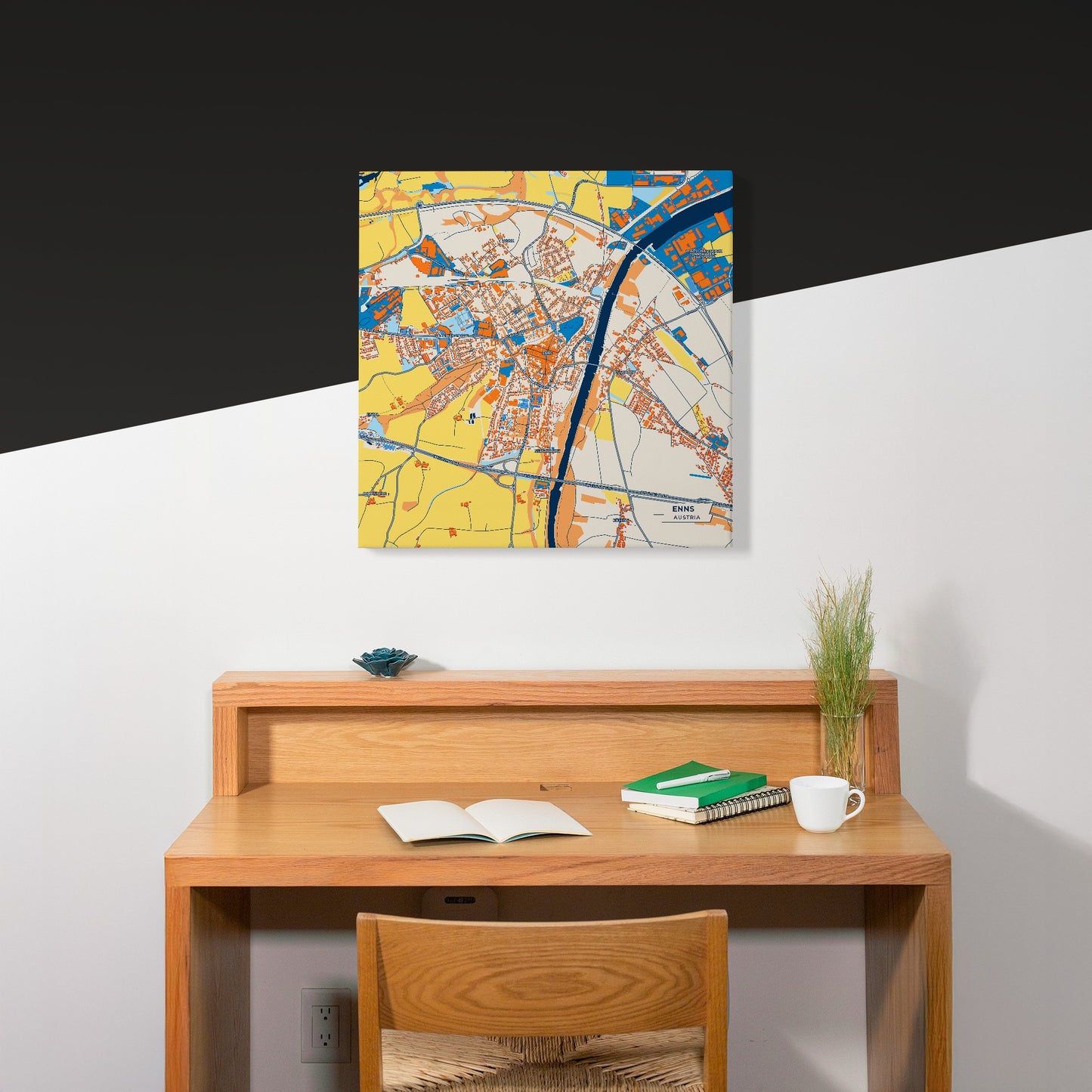 Enns Austria Colorful City Map Canvas Print Scene